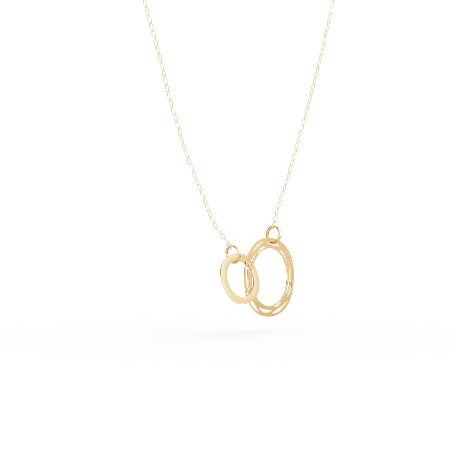 Yellow gold circles pendant chain