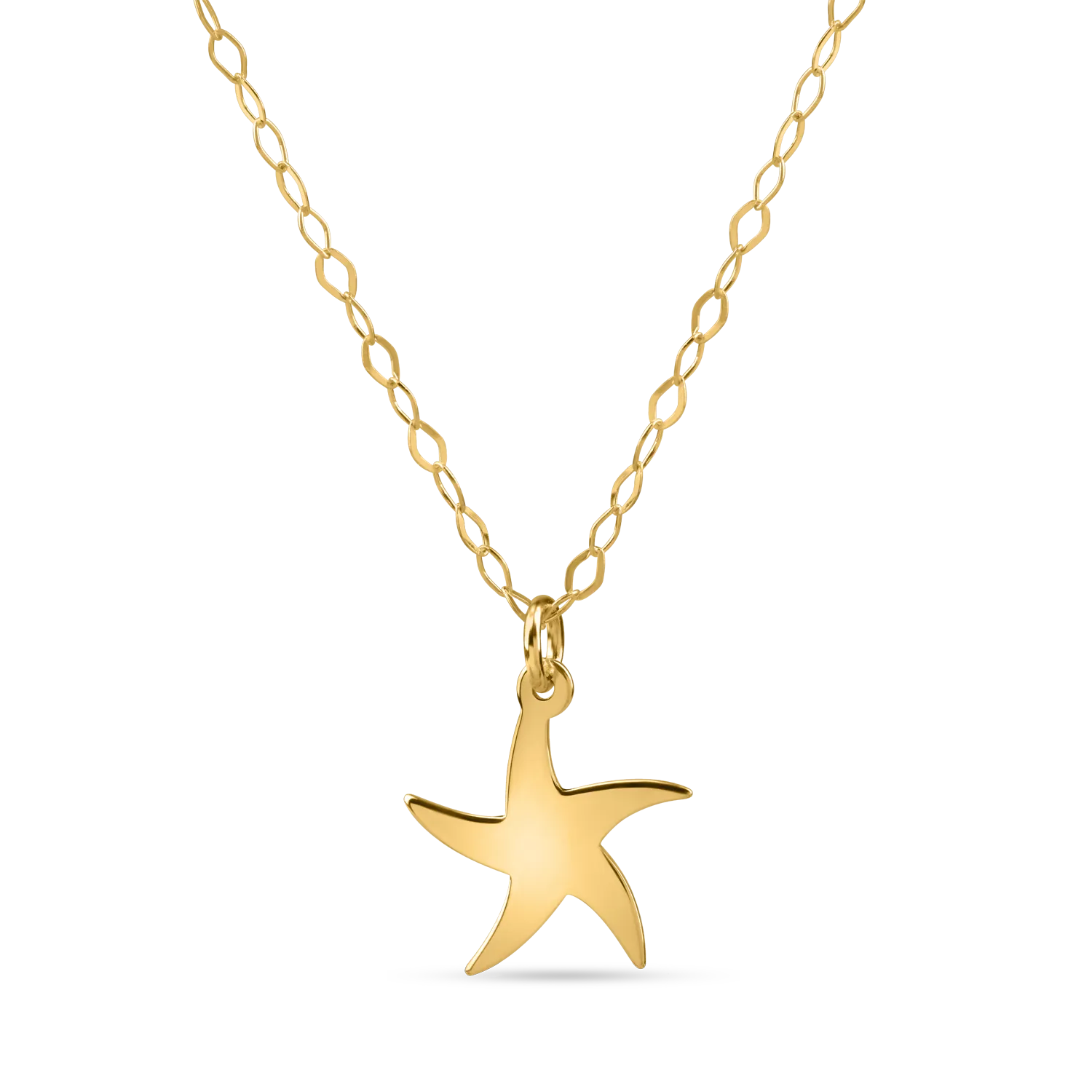 Yellow gold star pendant chain