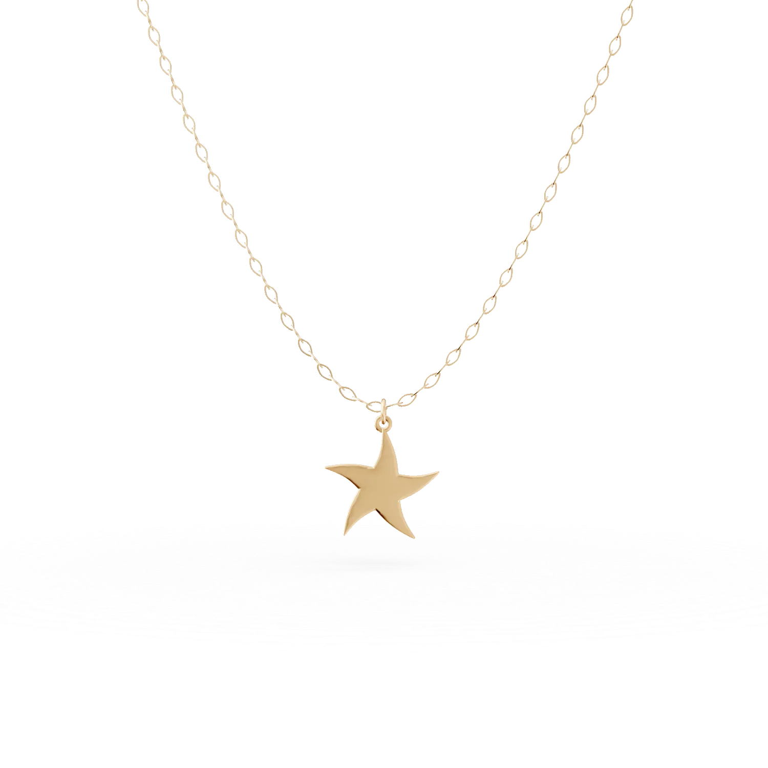 Yellow gold star pendant chain-181018