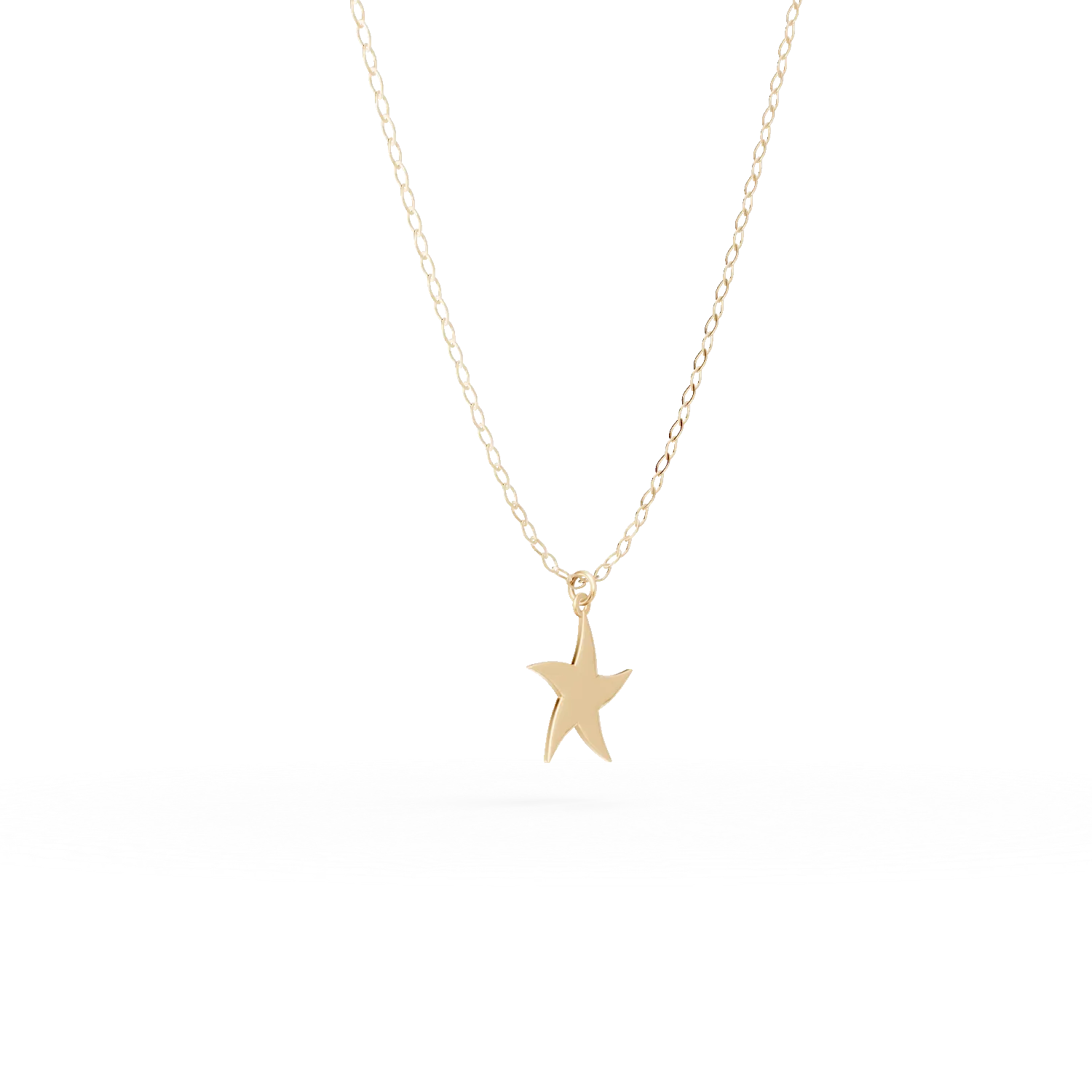 Yellow gold star pendant chain