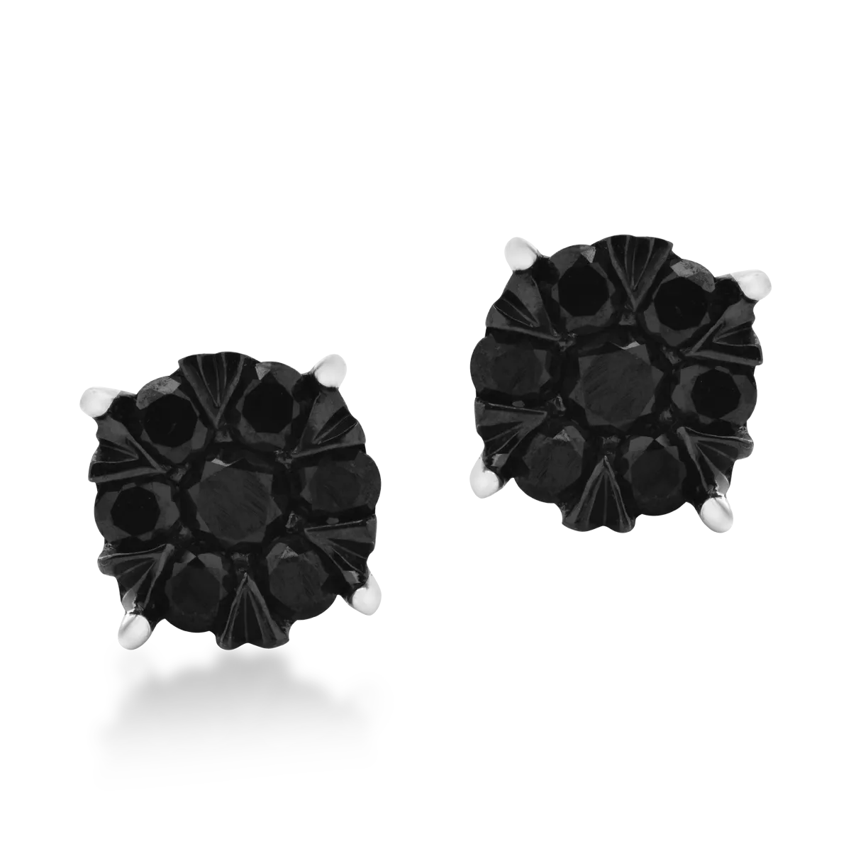 Cercei stud din aur alb cu diamante microsetting negre de 0.6ct