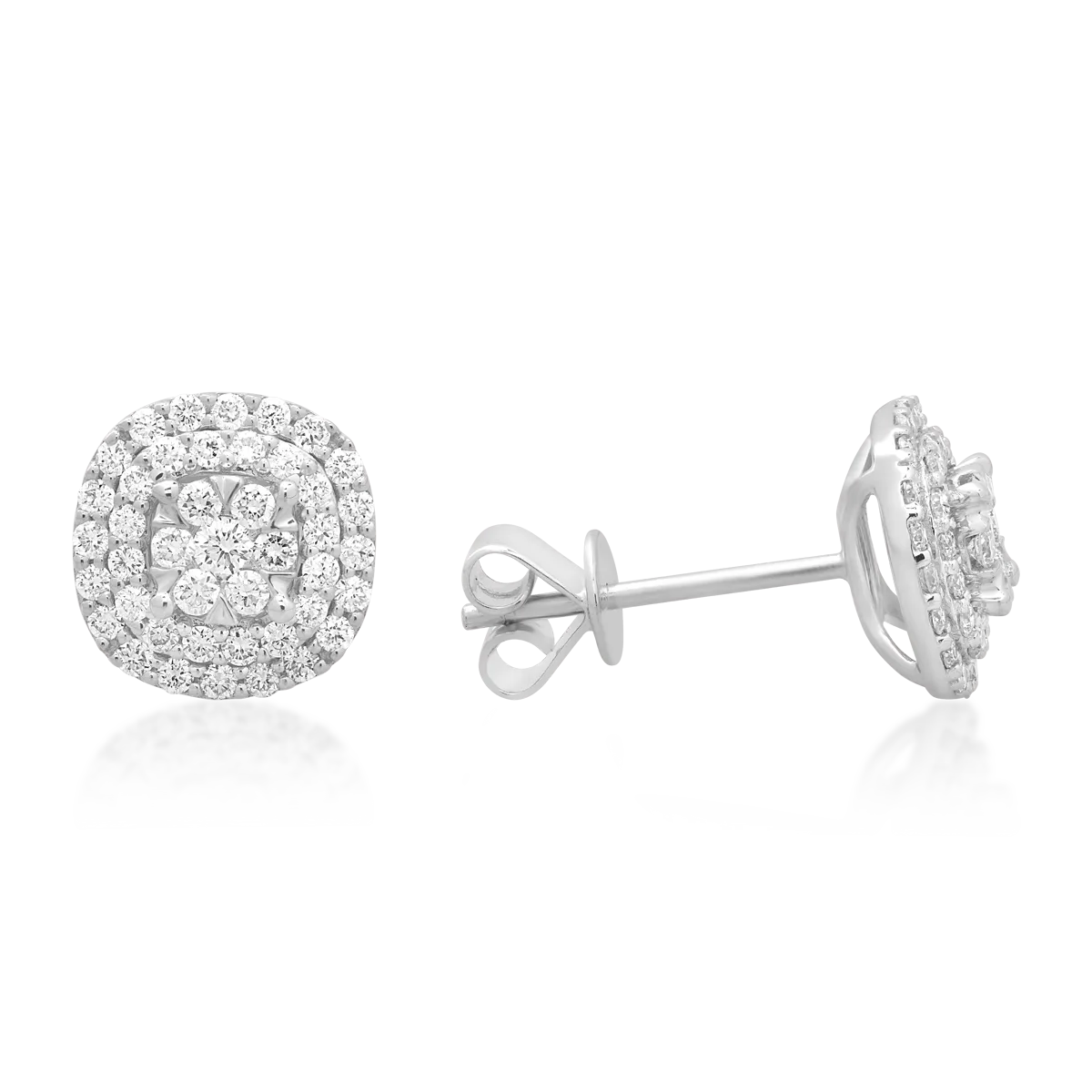 Cercei geometrici din aur alb cu diamante de 0.5ct