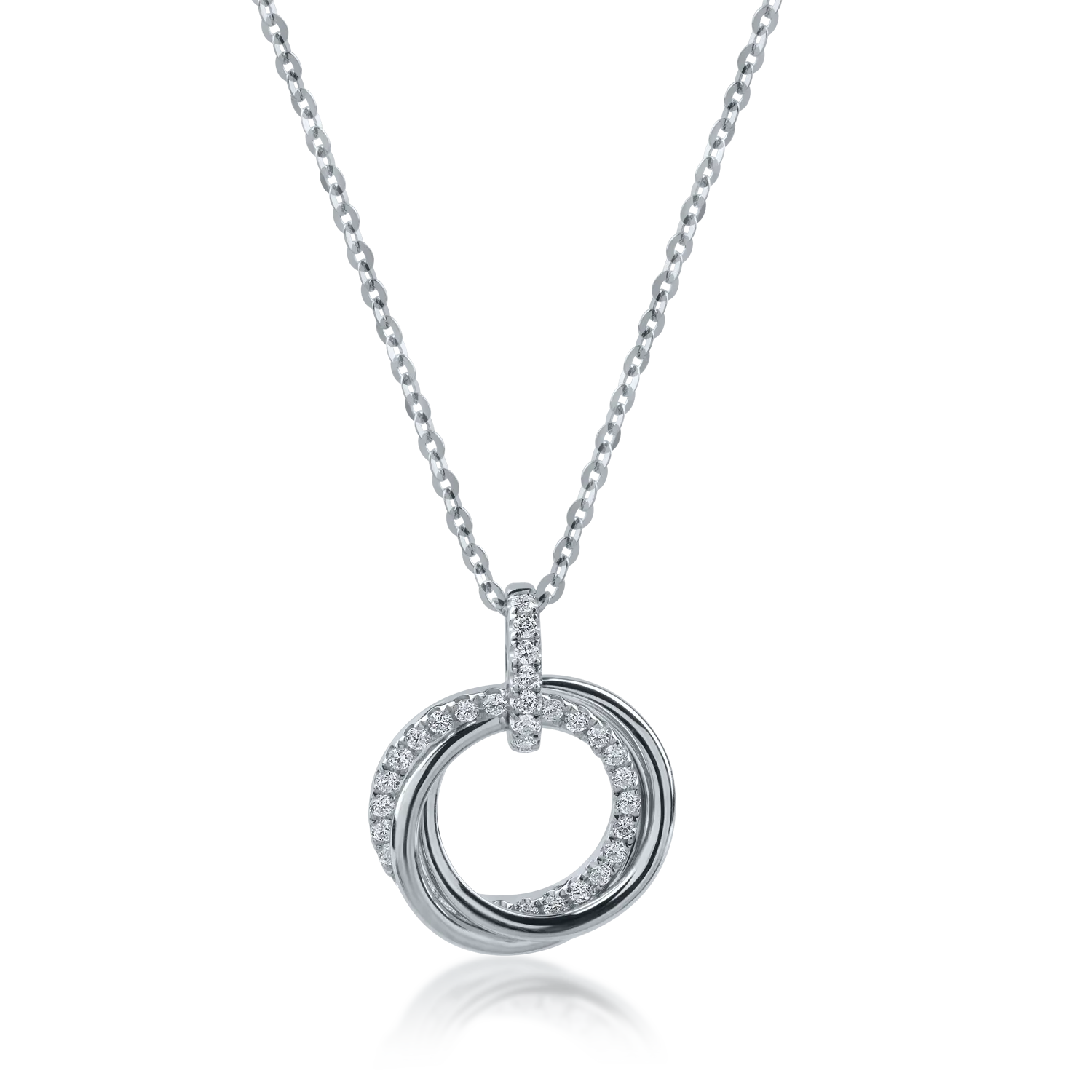 Teilor Lant cu pandantiv cercuri din aur alb cu diamante de 0.1ct
