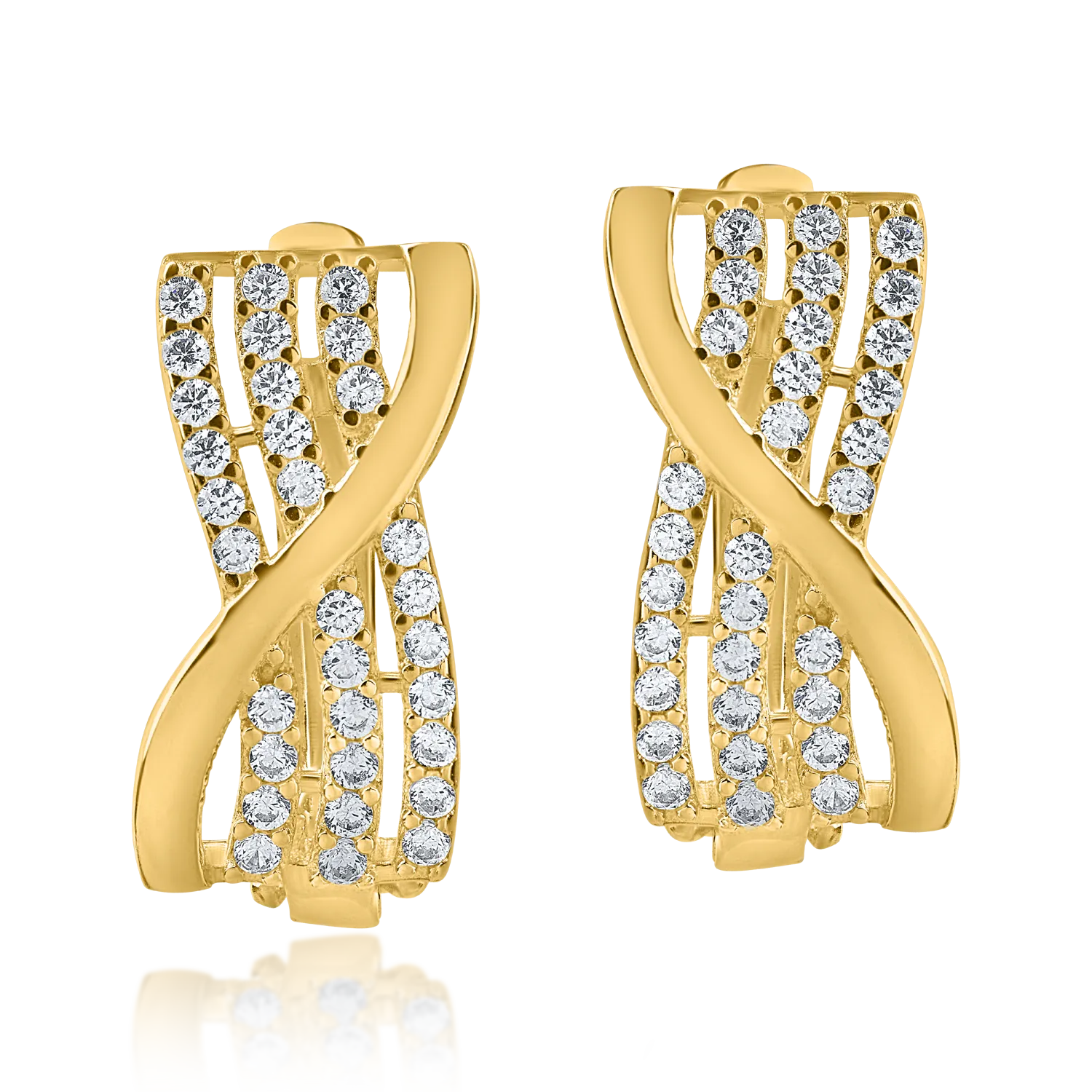 Yellow gold earrings with zirconia