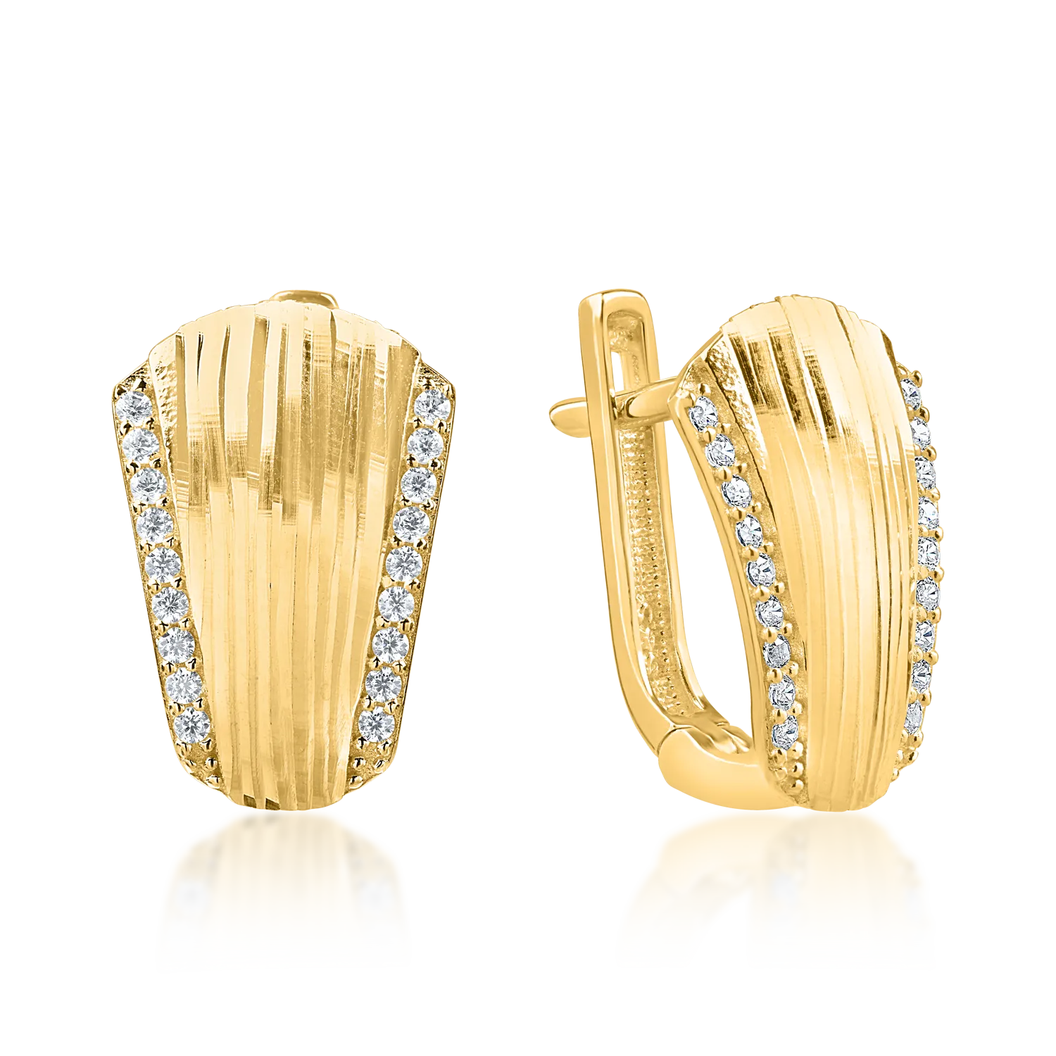 Yellow gold earrings with zirconia