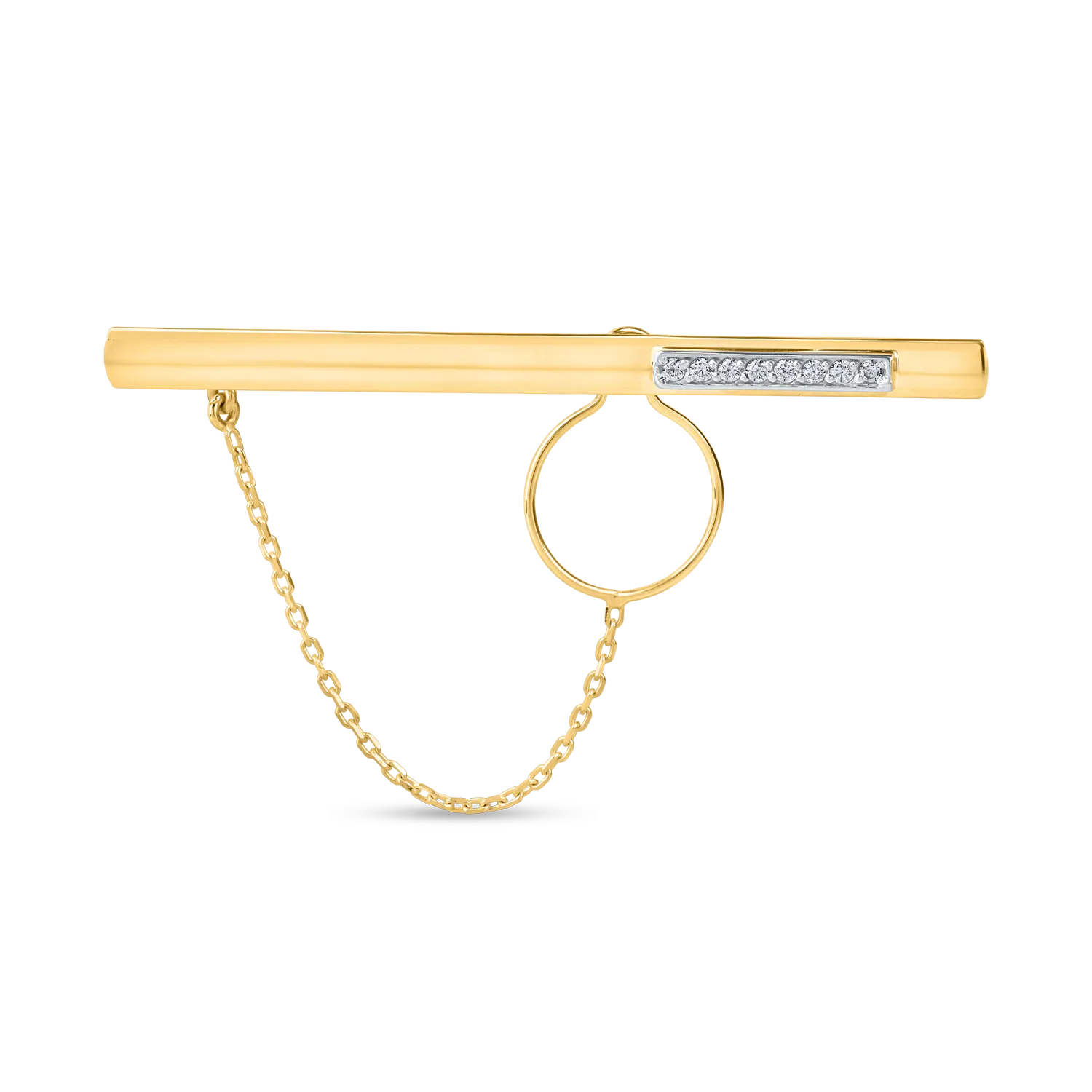 White-yellow gold tie bar with zirconia