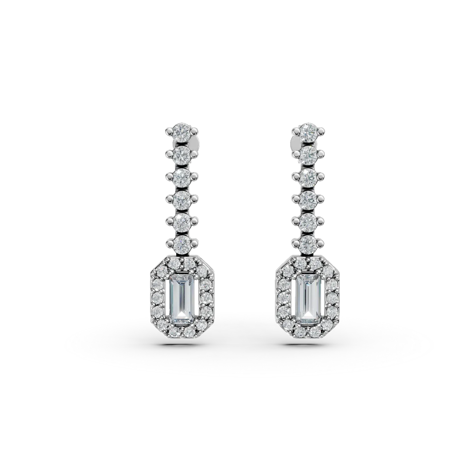 White gold geometric earrings with zirconia