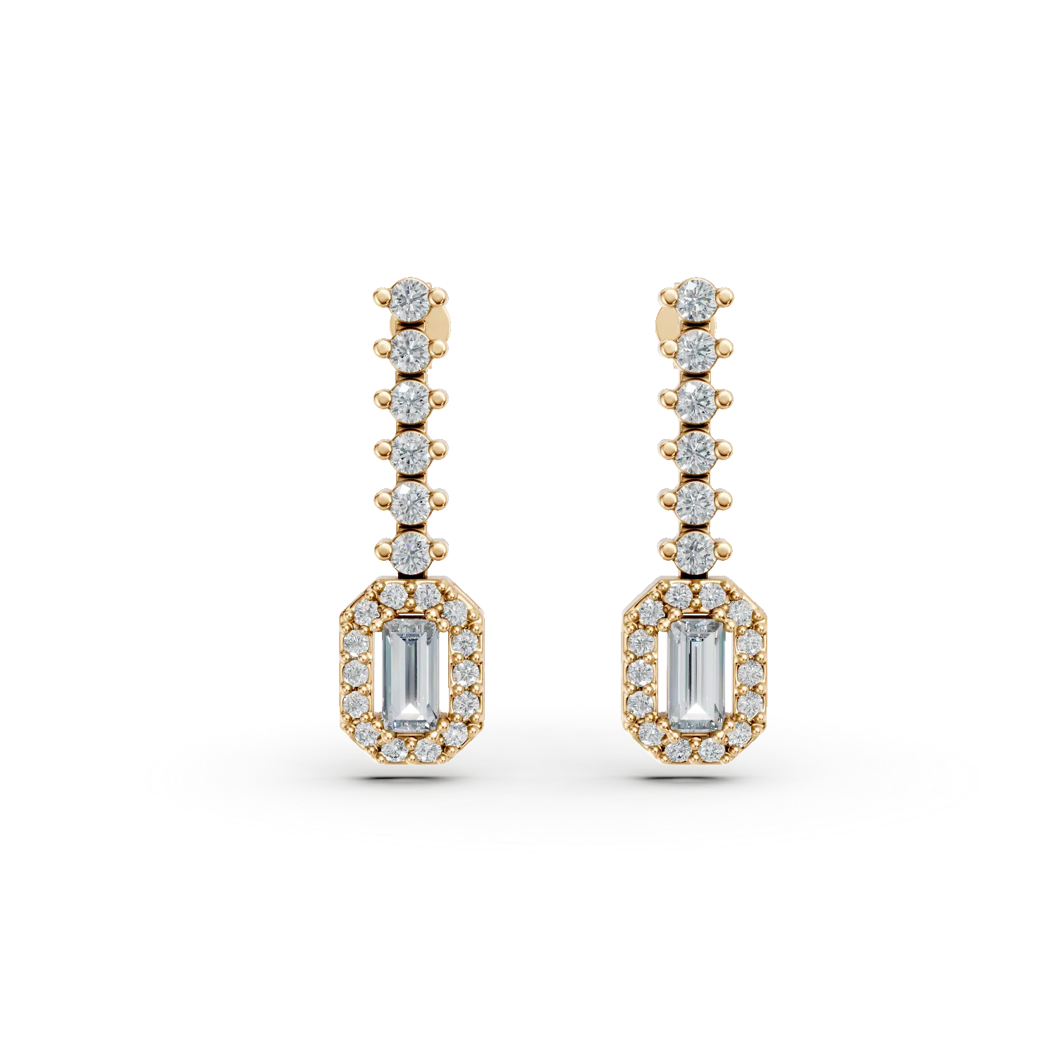 Yellow gold geometric earrings with zirconia