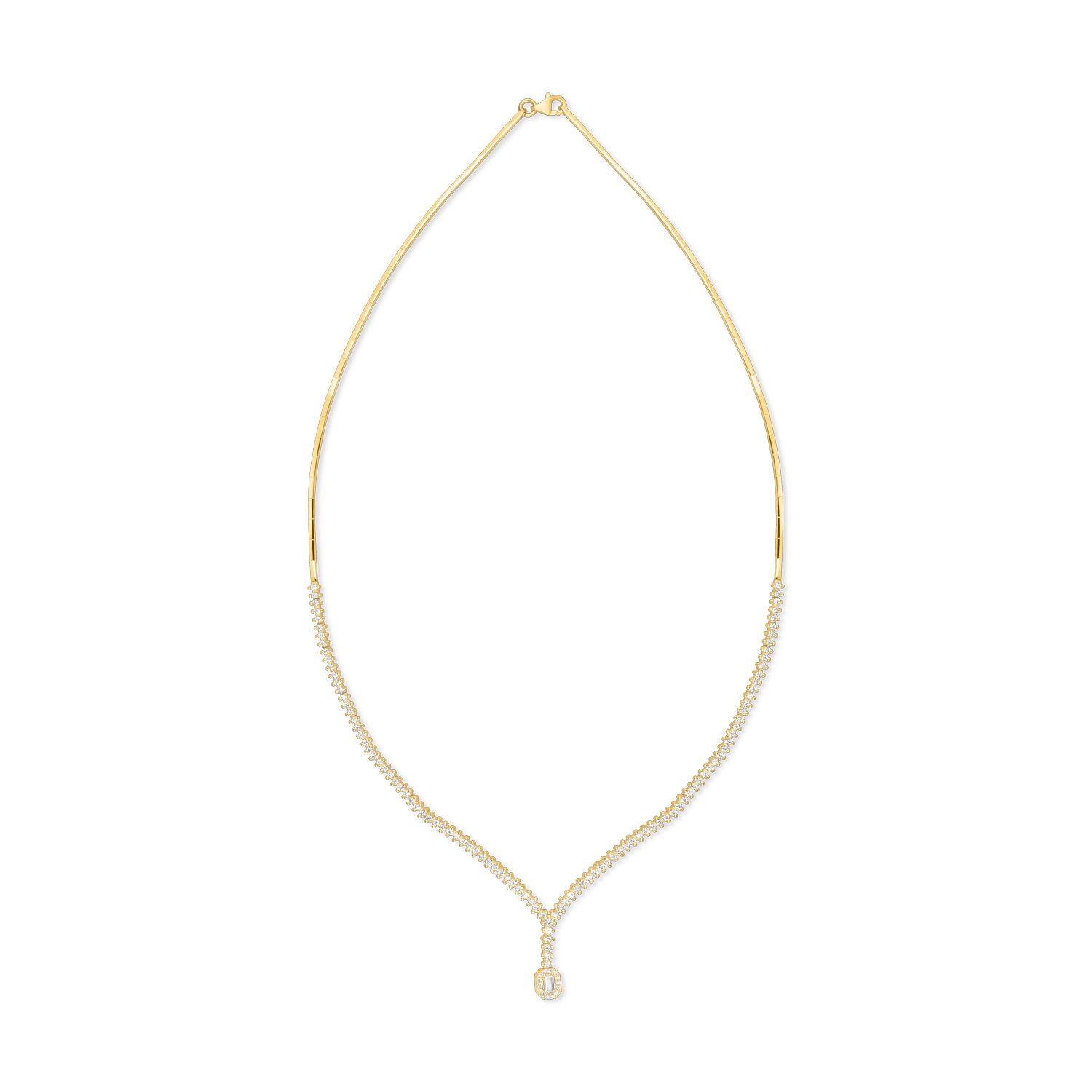 Yellow gold necklace with zirconia