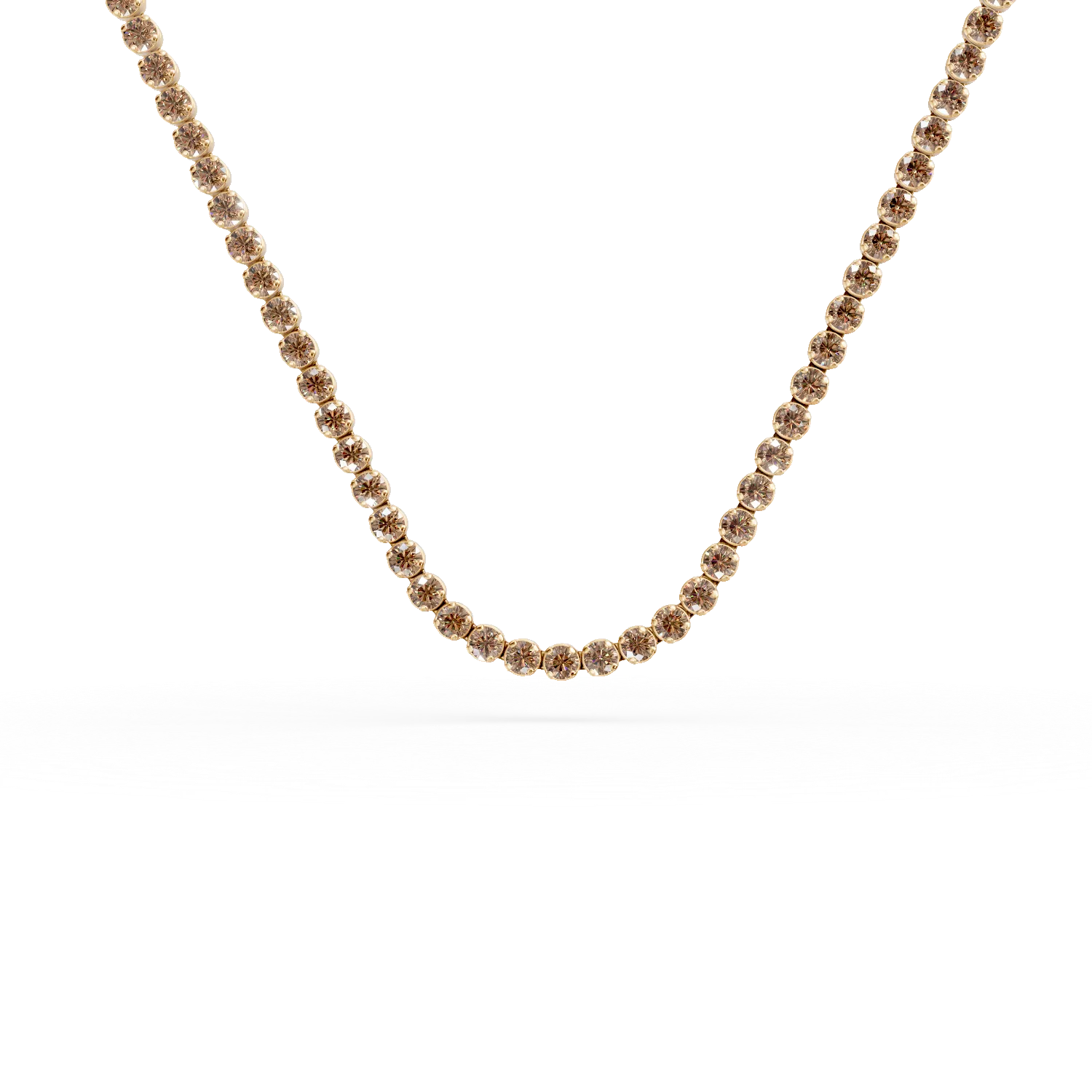 Yellow gold tennis necklace with brown zirconia-181134