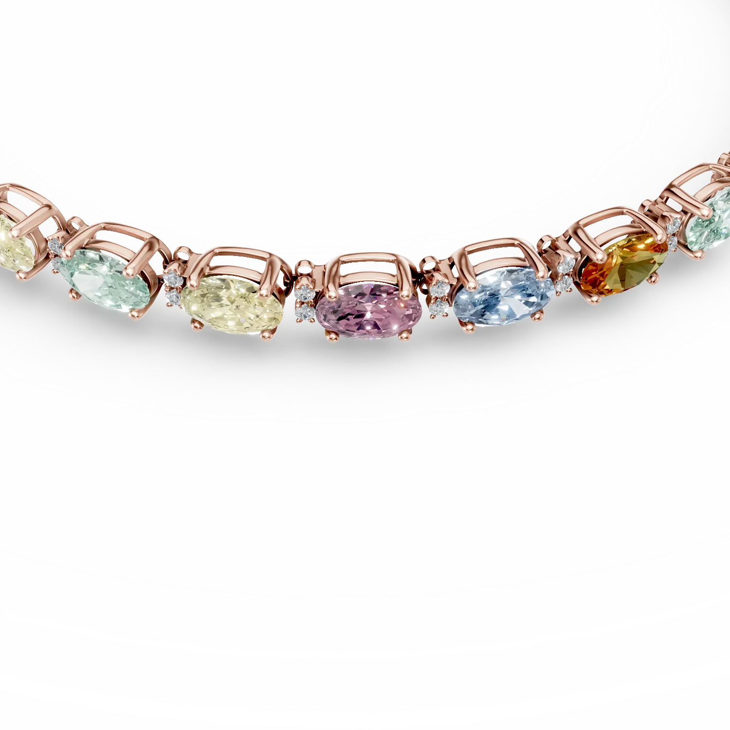 Rose gold tennis bracelet with 8.3ct multicolored sapphires and 0.2ct diamonds