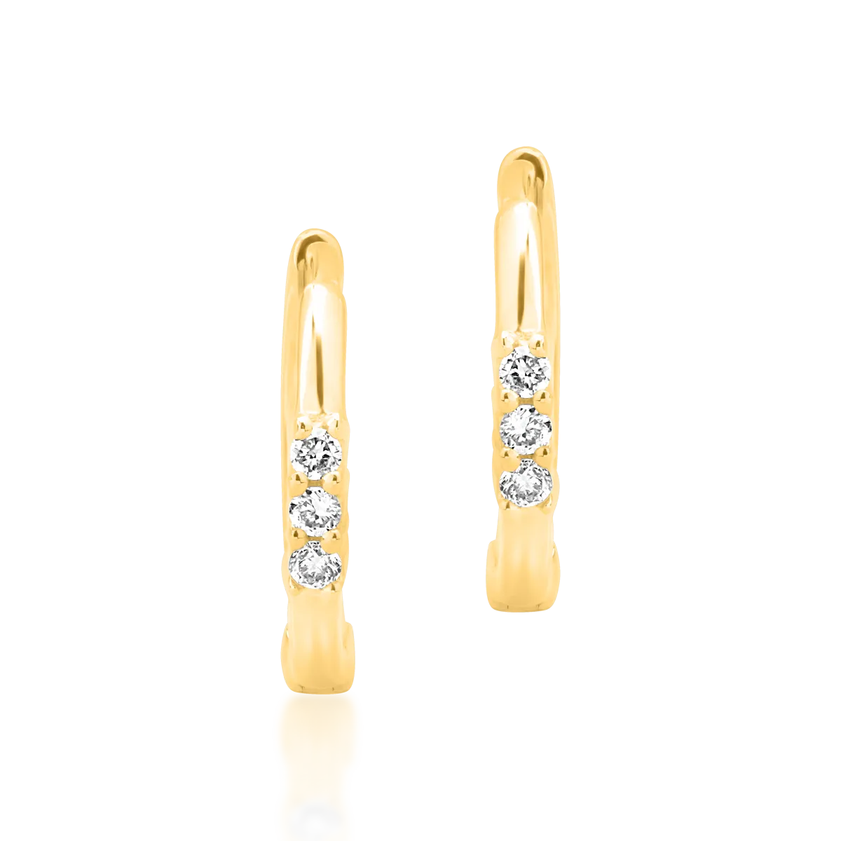 Yellow gold hoop earrings with 0.05ct diamonds