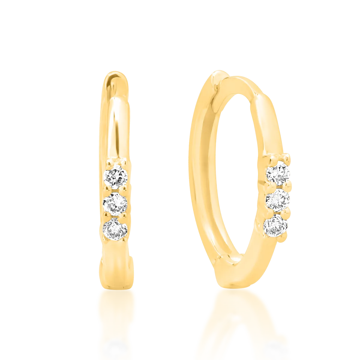 Yellow gold hoop earrings with 0.05ct diamonds