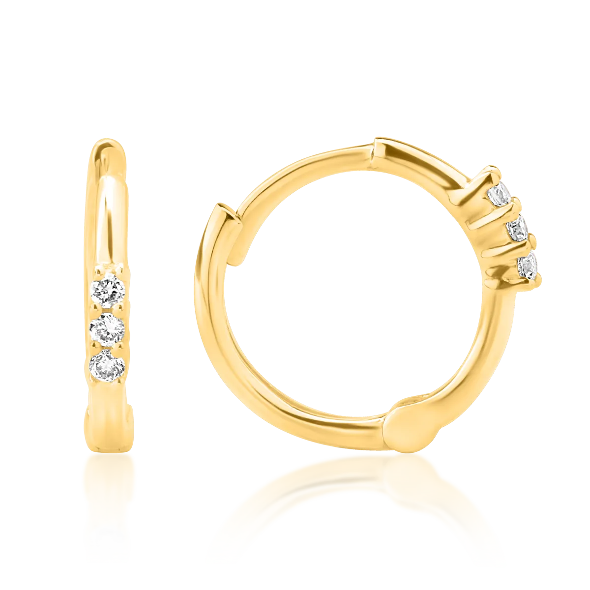 Yellow gold hoop earrings with 0.05ct diamonds