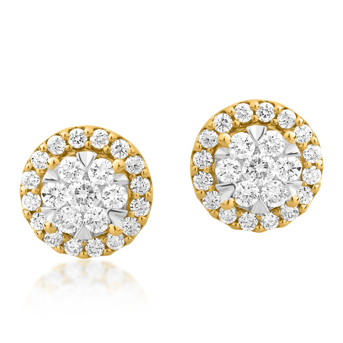 Yellow gold round earrings with 0.5ct diamonds