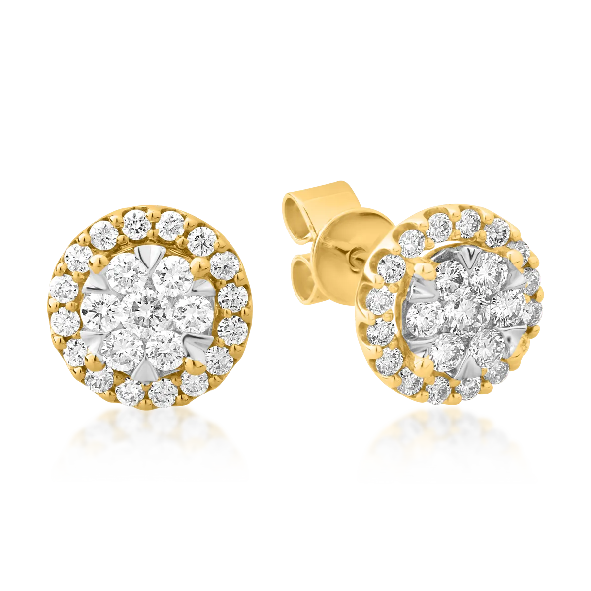 Sárga arany kerek fülbevaló 0.5ct gyémántokkal