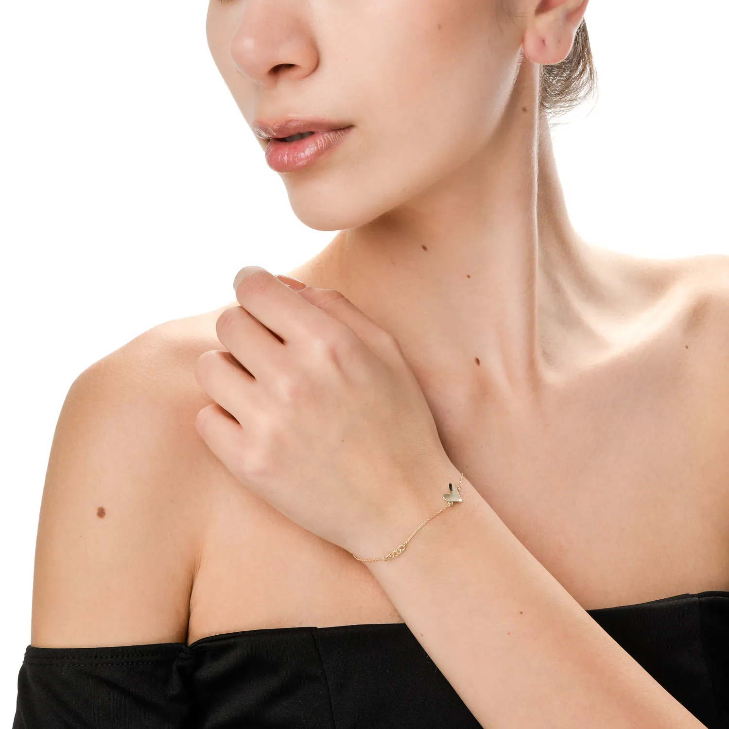 Bratara cu zale si inima din aur galben