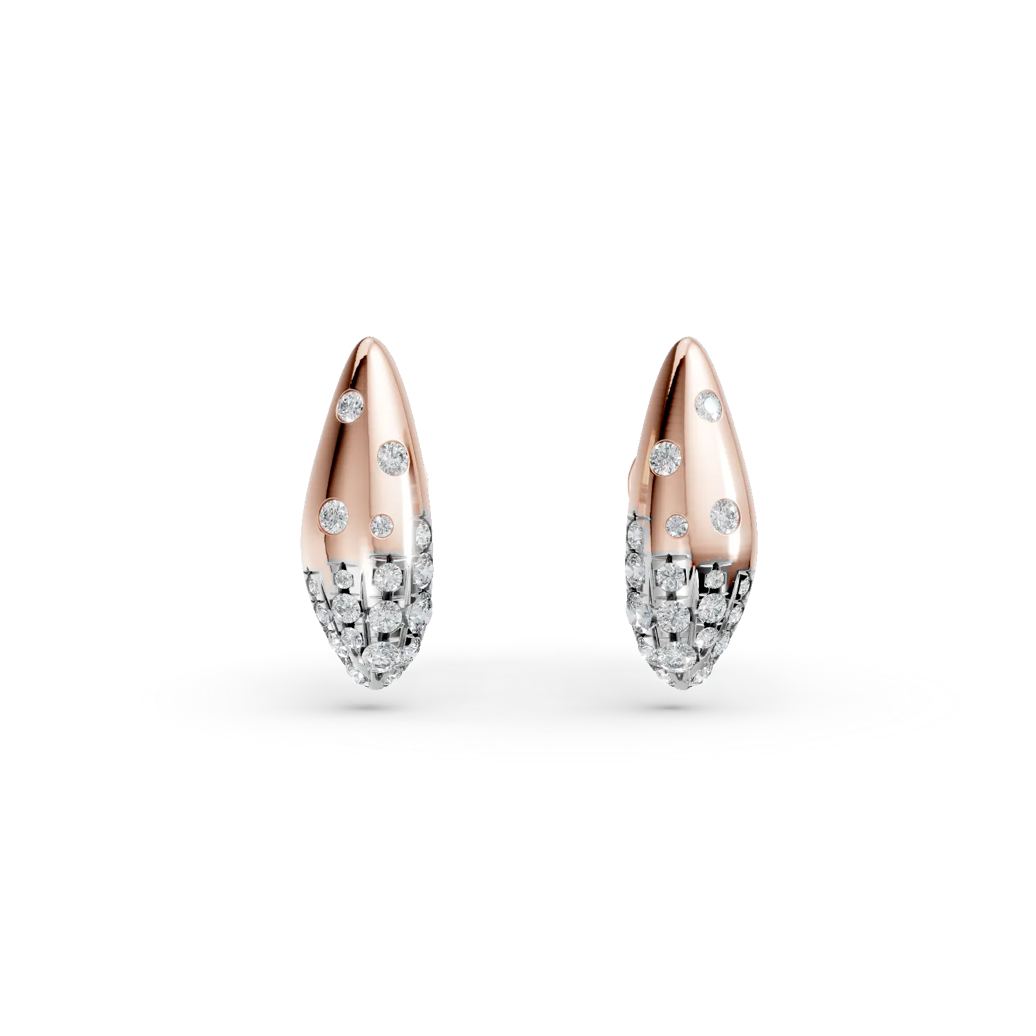 Teilor Cercei minimalisti din aur roz cu diamante de 0.48ct