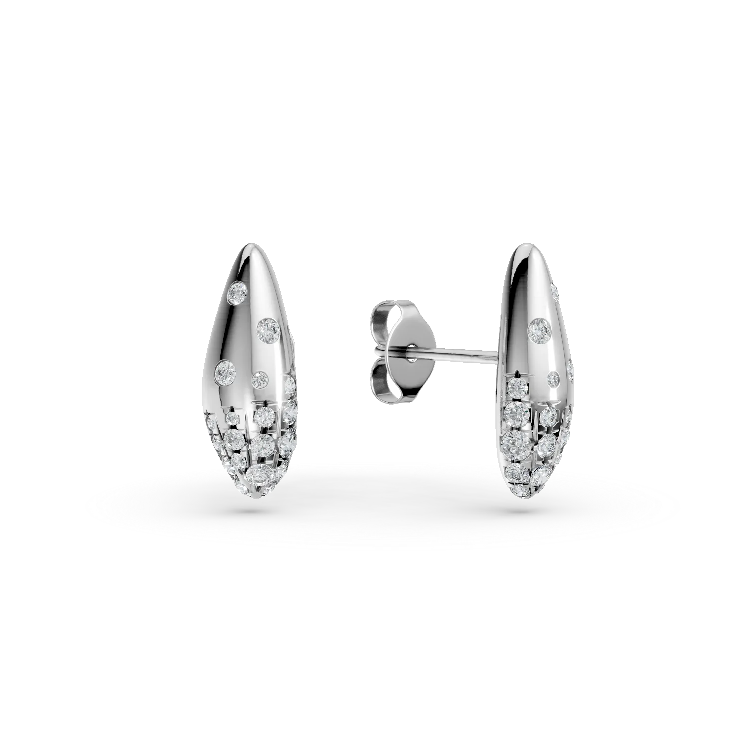 Cercei minimalisti din aur alb cu diamante de 0.4ct