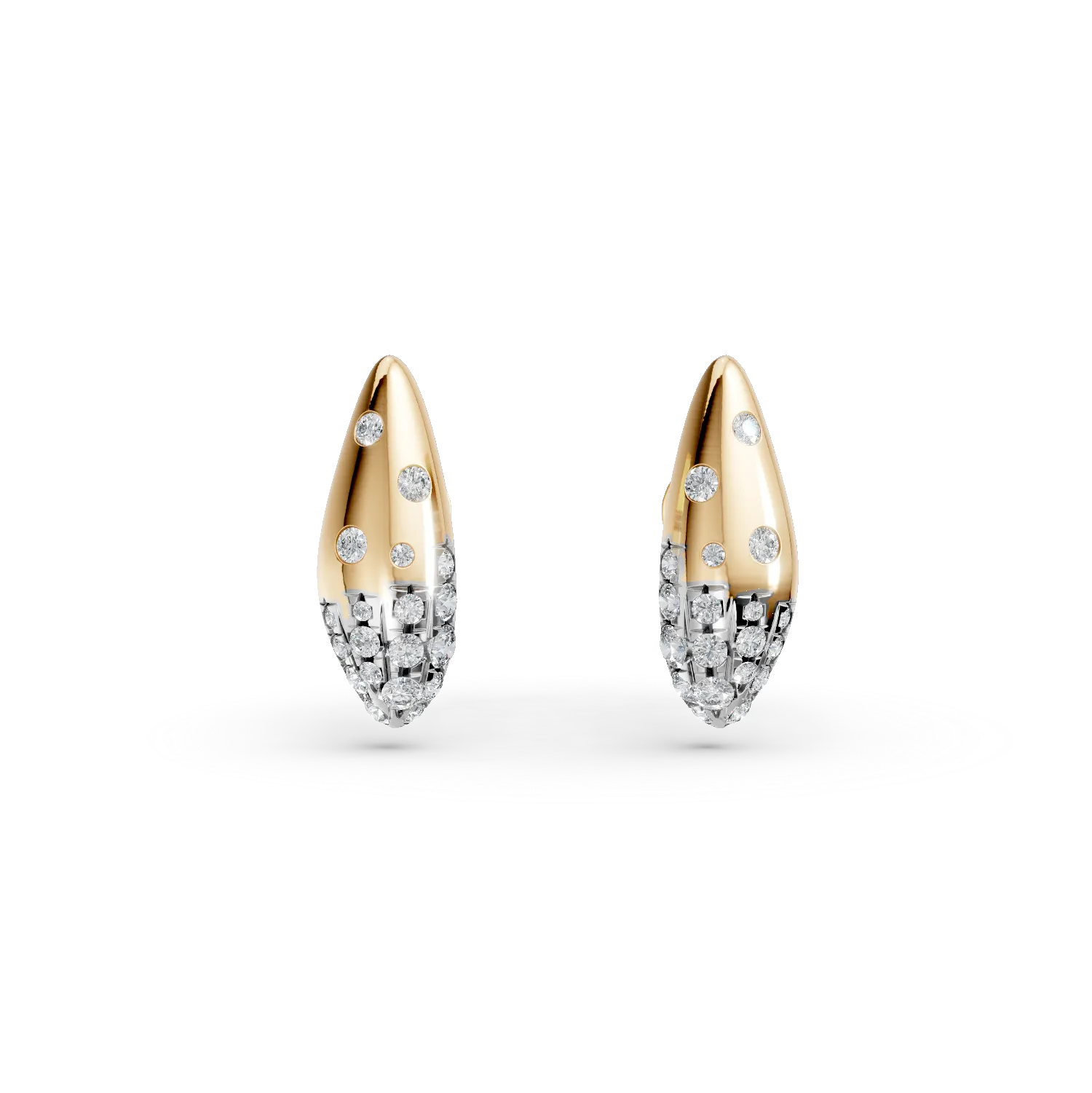 Yellow gold minimalist earrings with 0.4ct diamonds