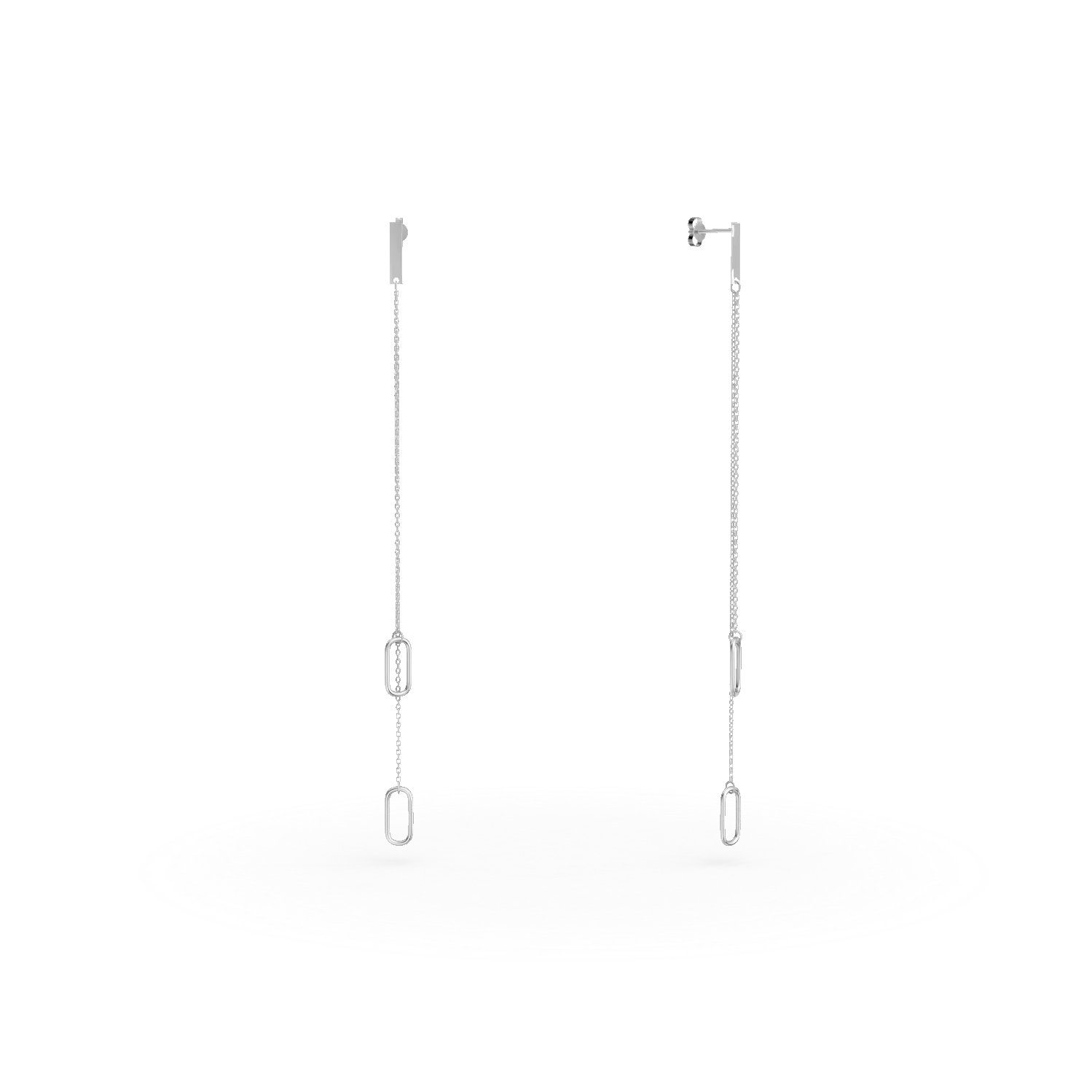 Cercei lungi geometrici din aur alb