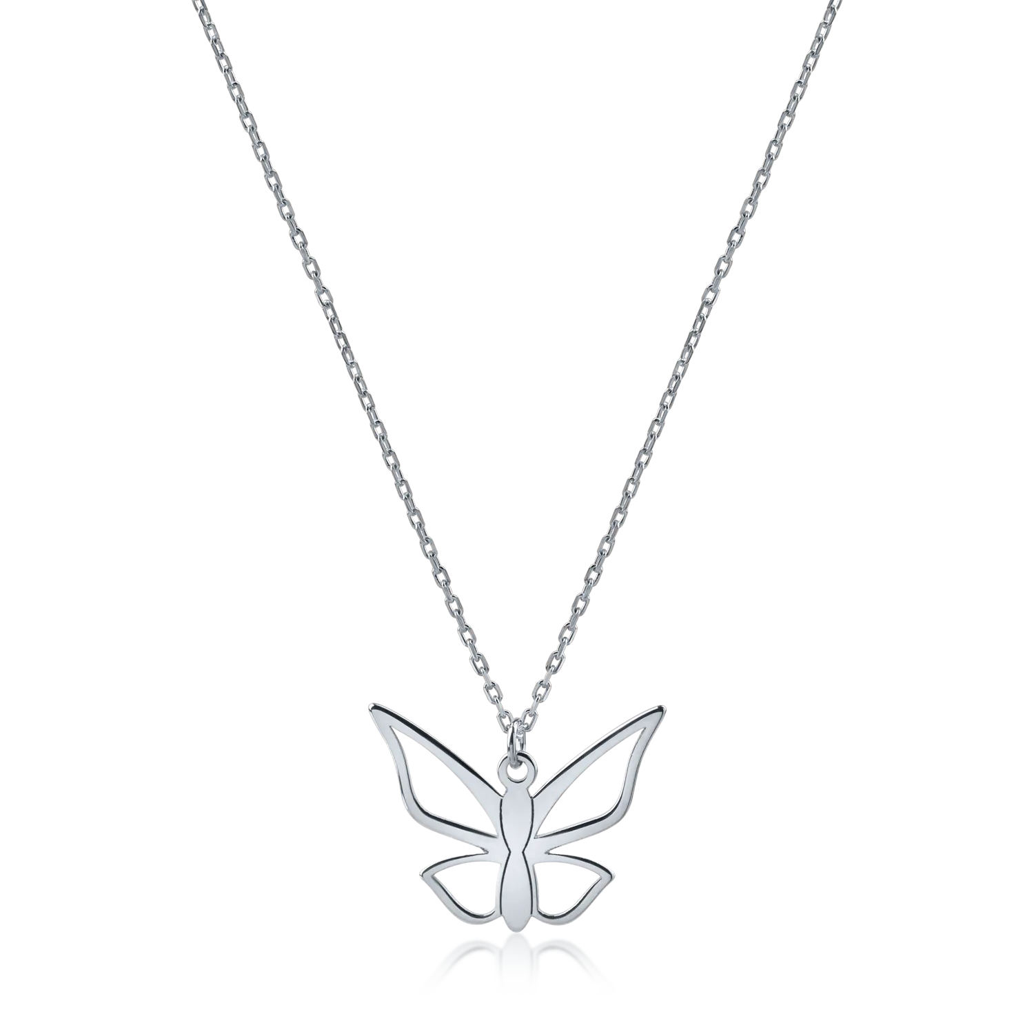 White gold butterfly pendant necklace