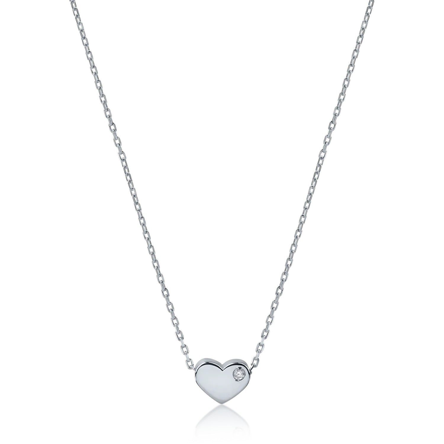 White gold heart pendant necklace with 0.005ct diamond