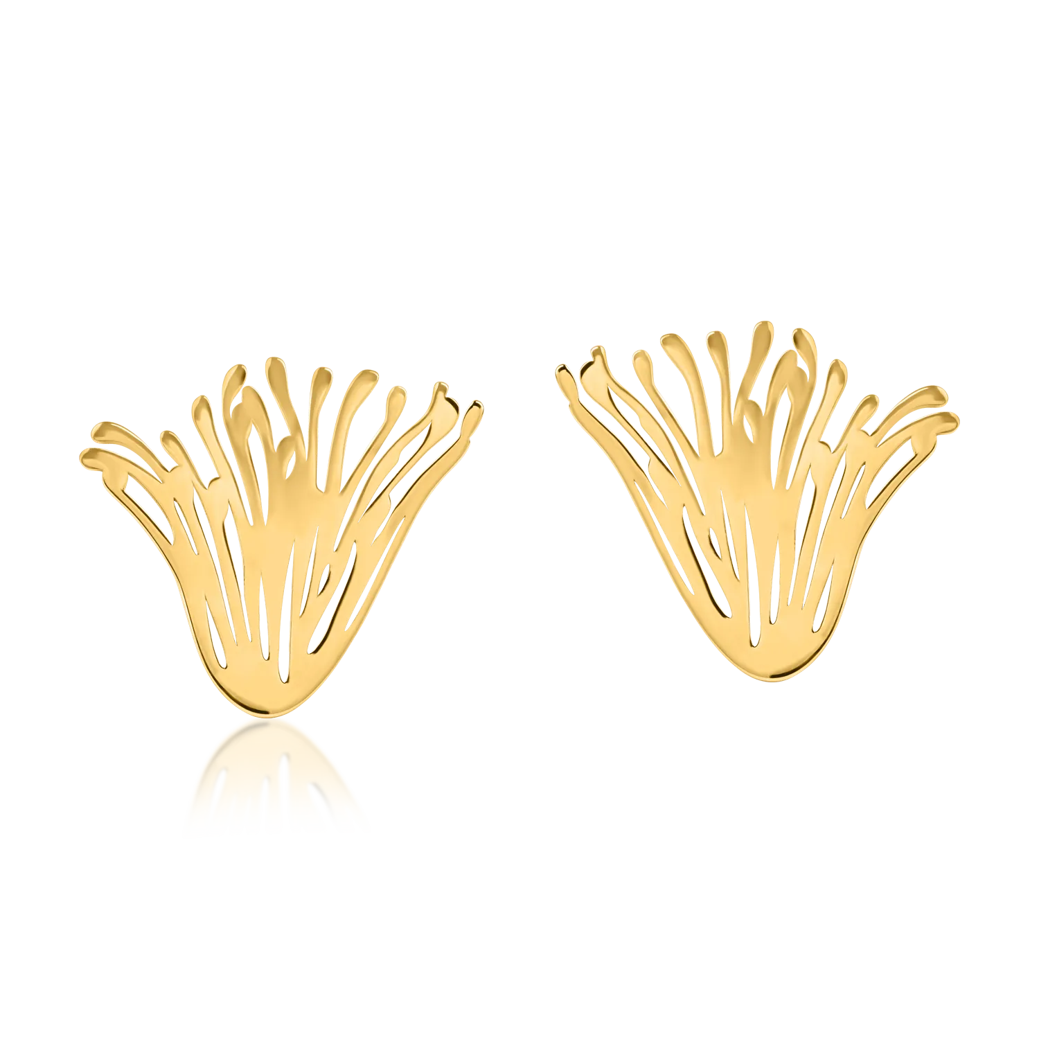 Kolczyki w kształcie kwiatów z żółtego złota