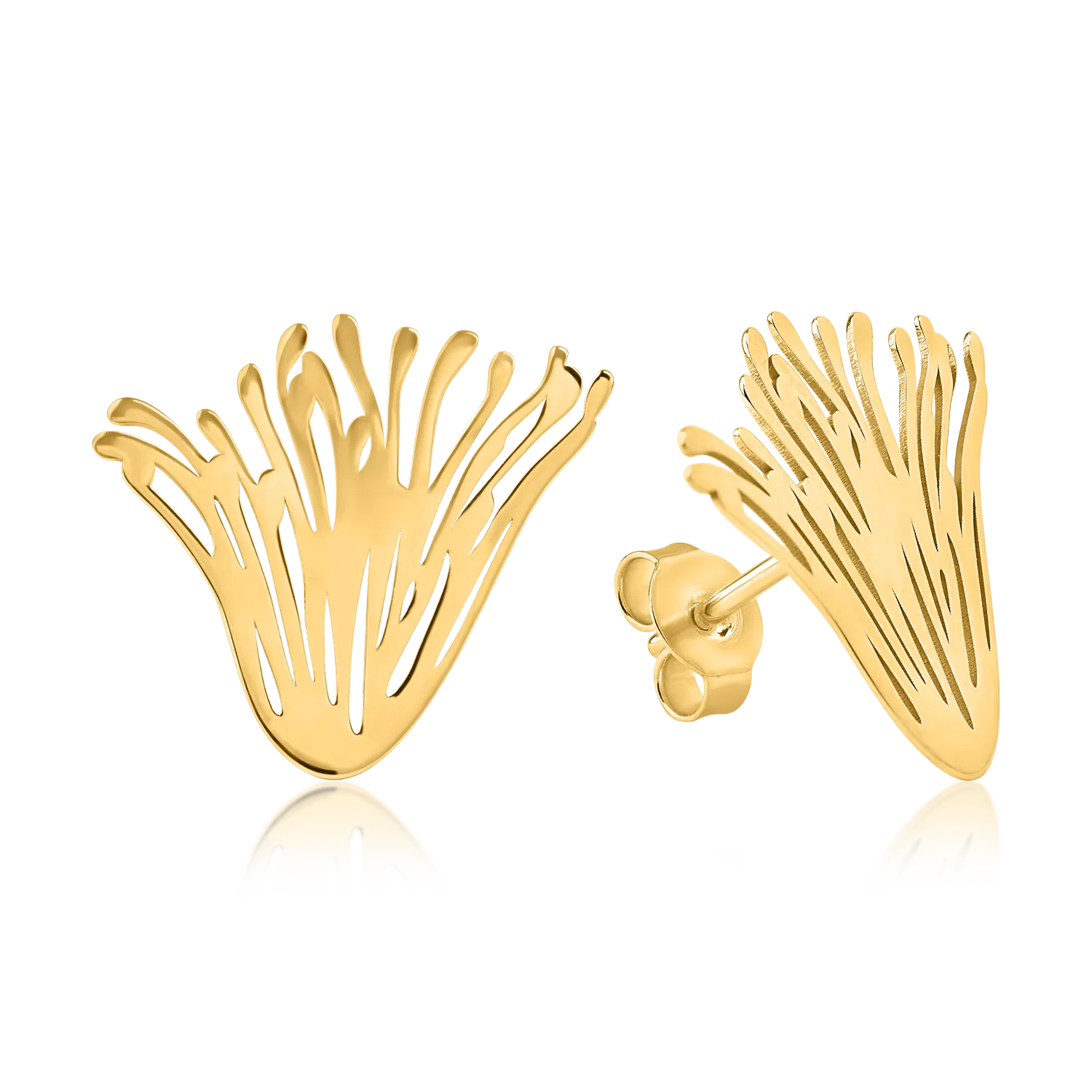 Kolczyki w kształcie kwiatów z żółtego złota
