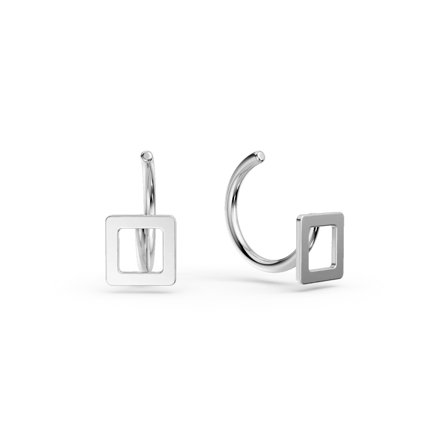 Cercei geometrici din aur alb