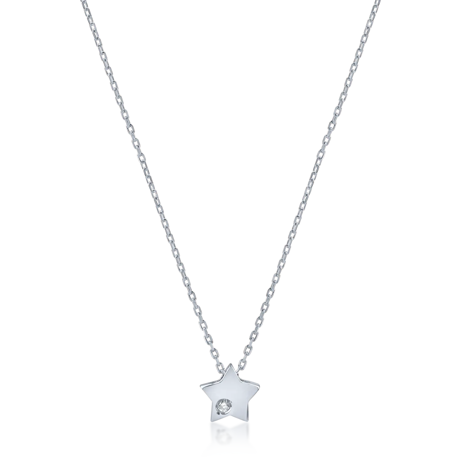 White gold star pendant neklace with 0.005ct diamond