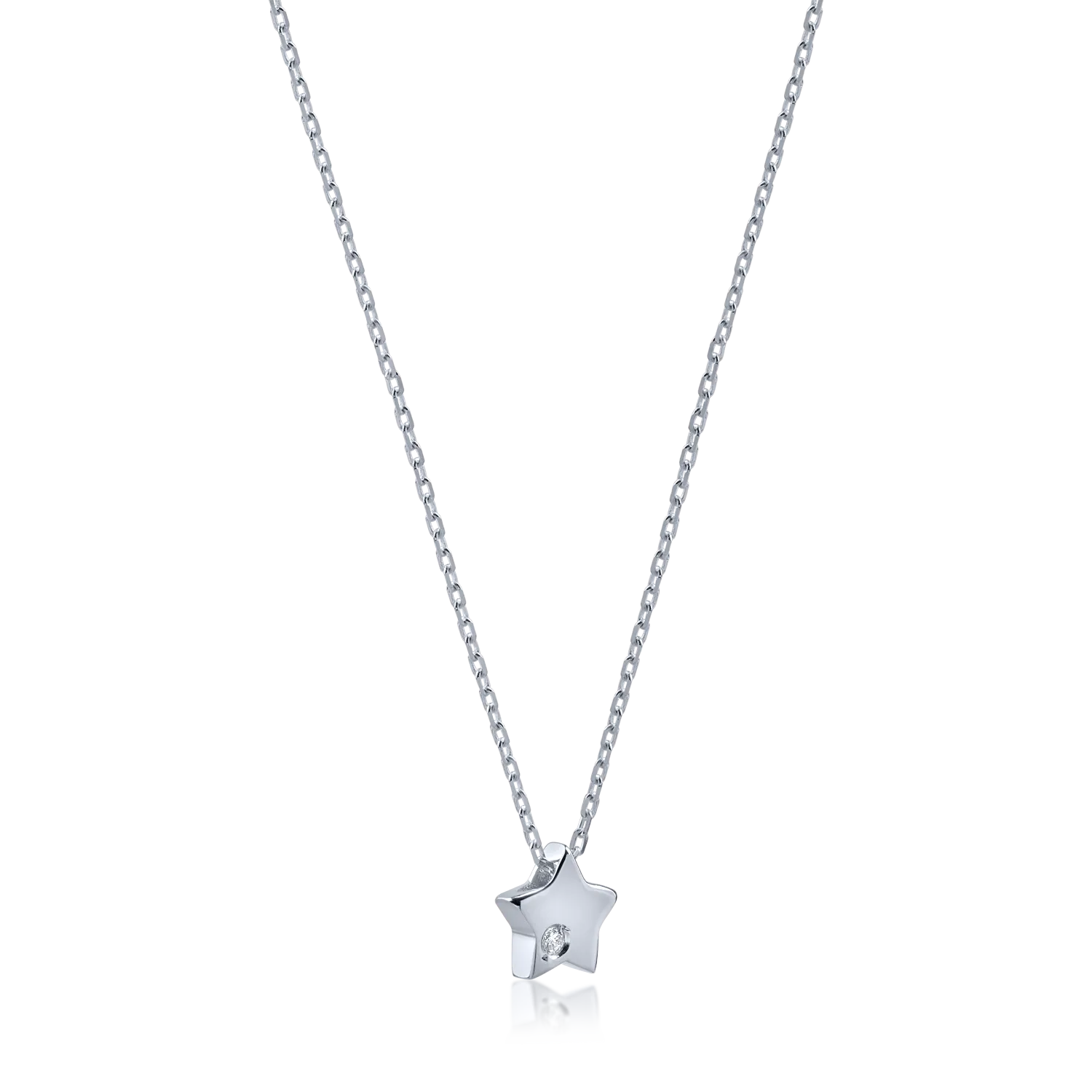 White gold star pendant neklace with 0.005ct diamond