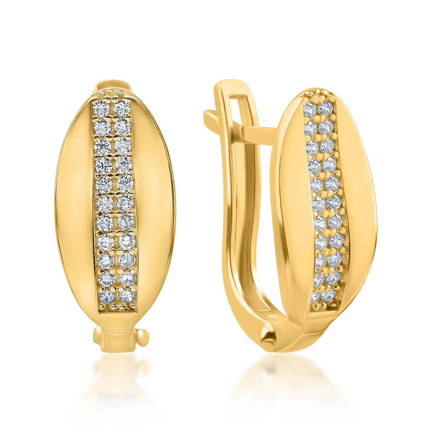 Yellow gold earrings with zirconia