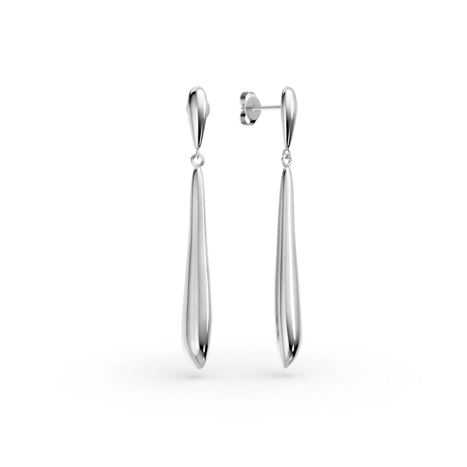 White gold minimalist long earrings