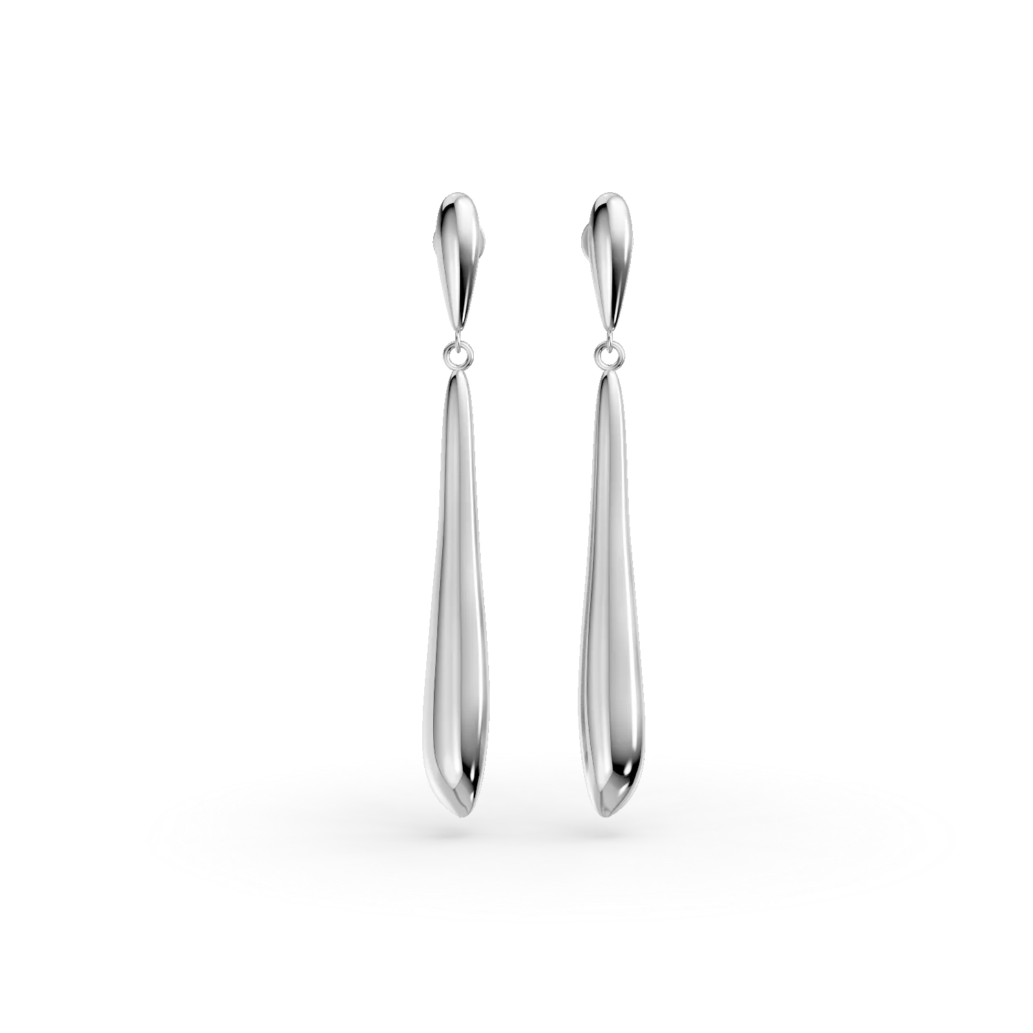 White gold minimalist long earrings-181364