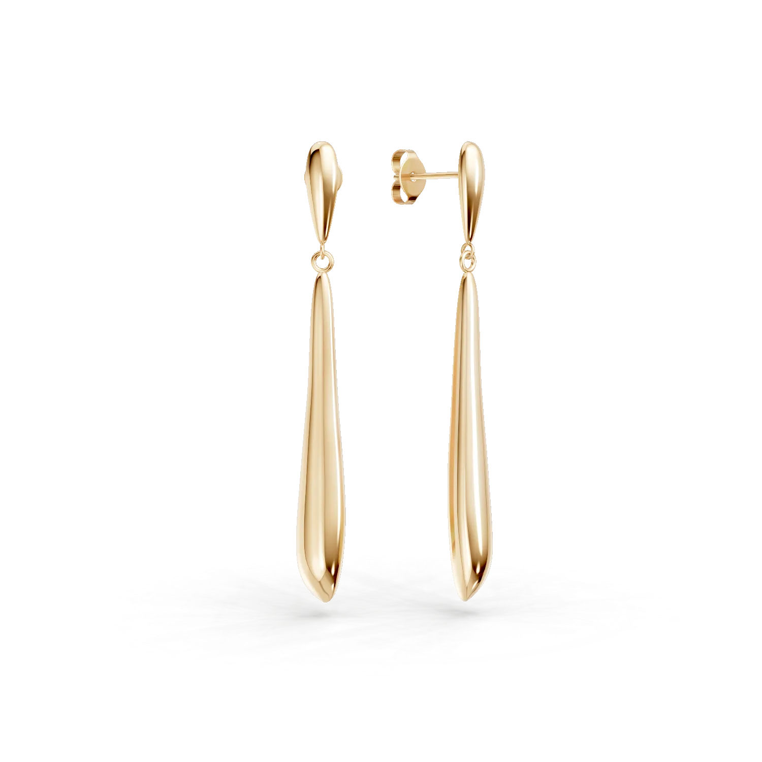 Yellow gold minimalist long earrings