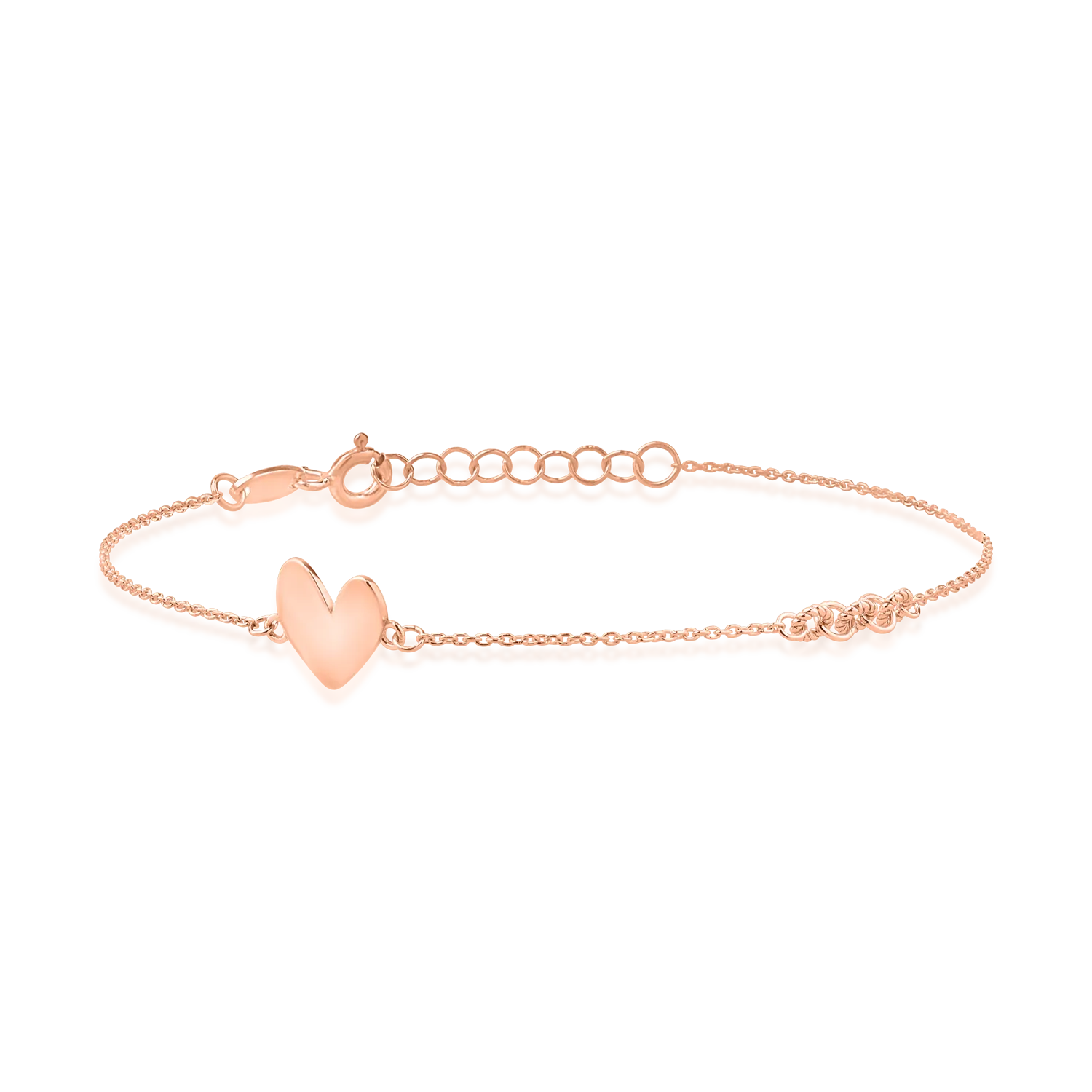 Rose gold heart and chain bracelet