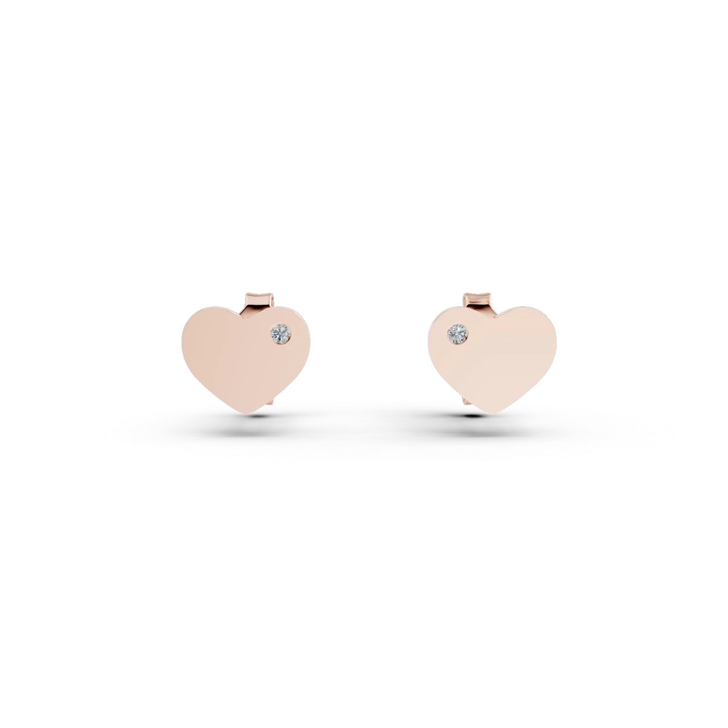 Rose gold heart earrings with 0.01ct diamonds-181388