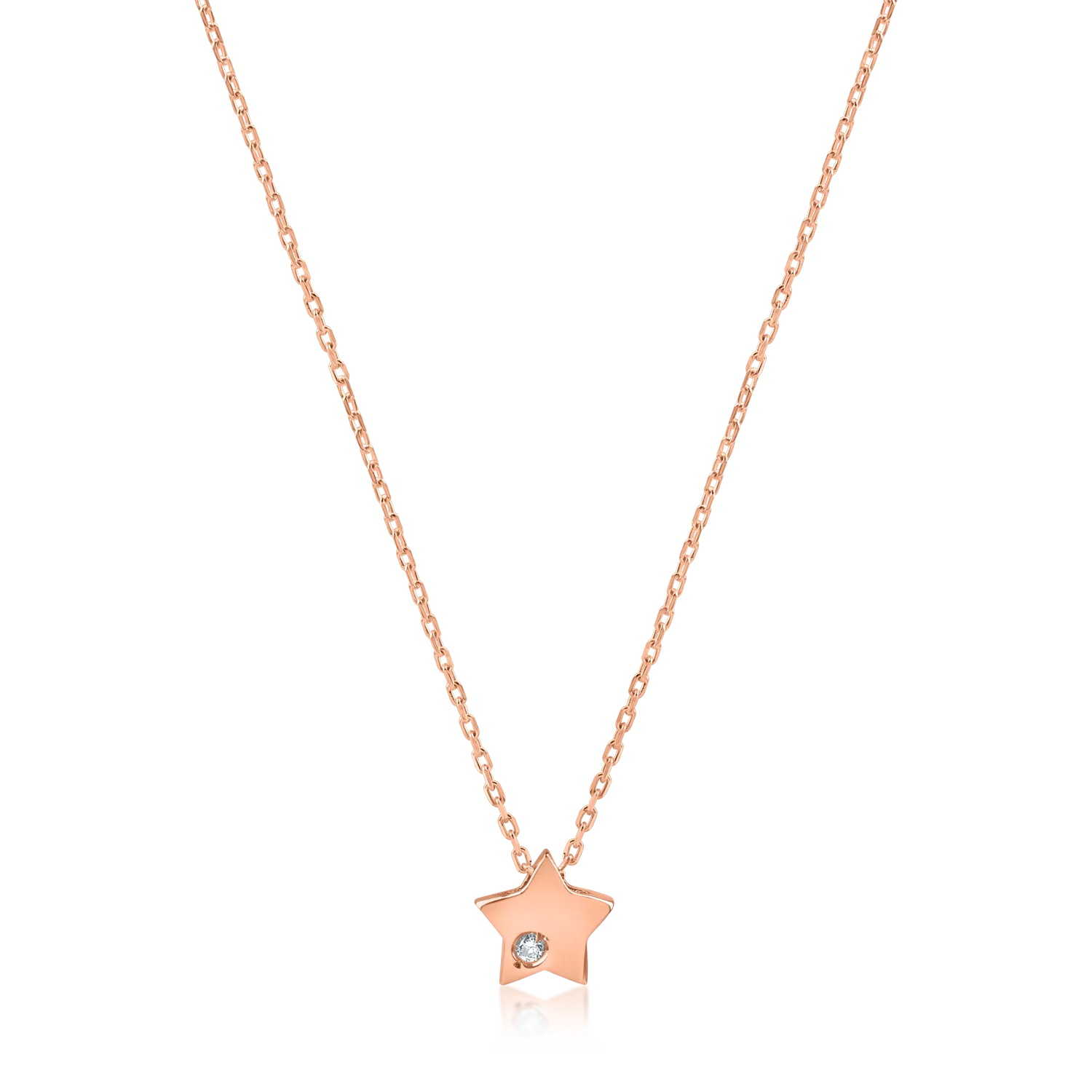 Rose gold star pendant necklace with 0.005ct diamond