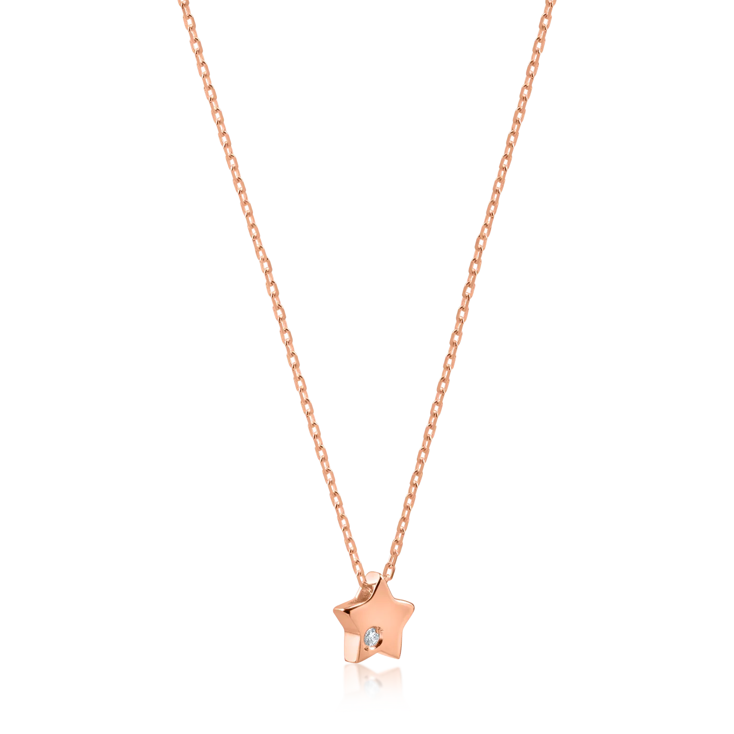 Rose gold star pendant necklace with 0.005ct diamond