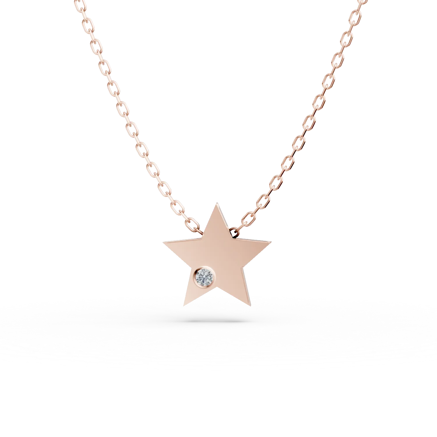 Rose gold star pendant necklace with 0.005ct diamond-181390