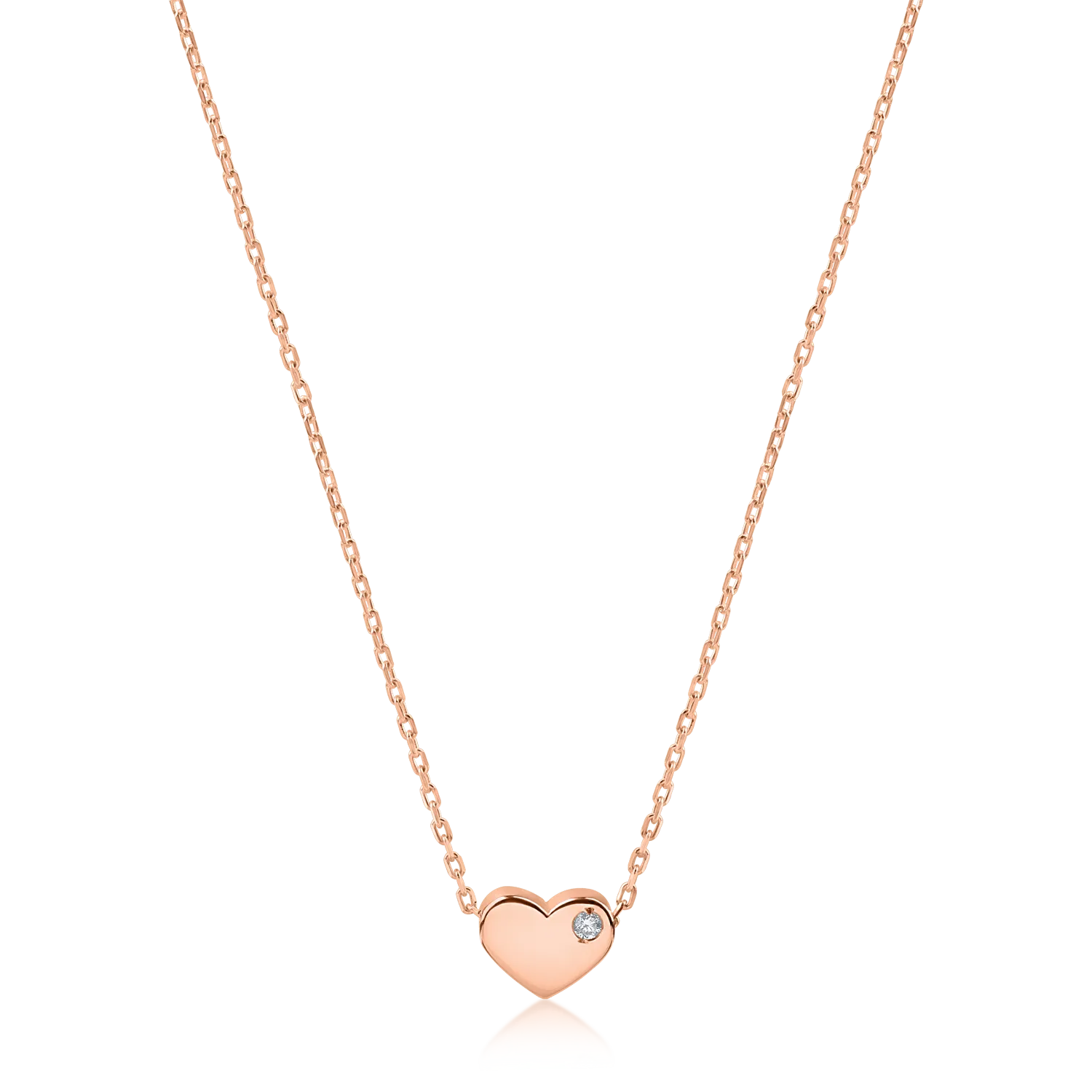 Rose gold heart pendant nacklace with 0.005ct diamond