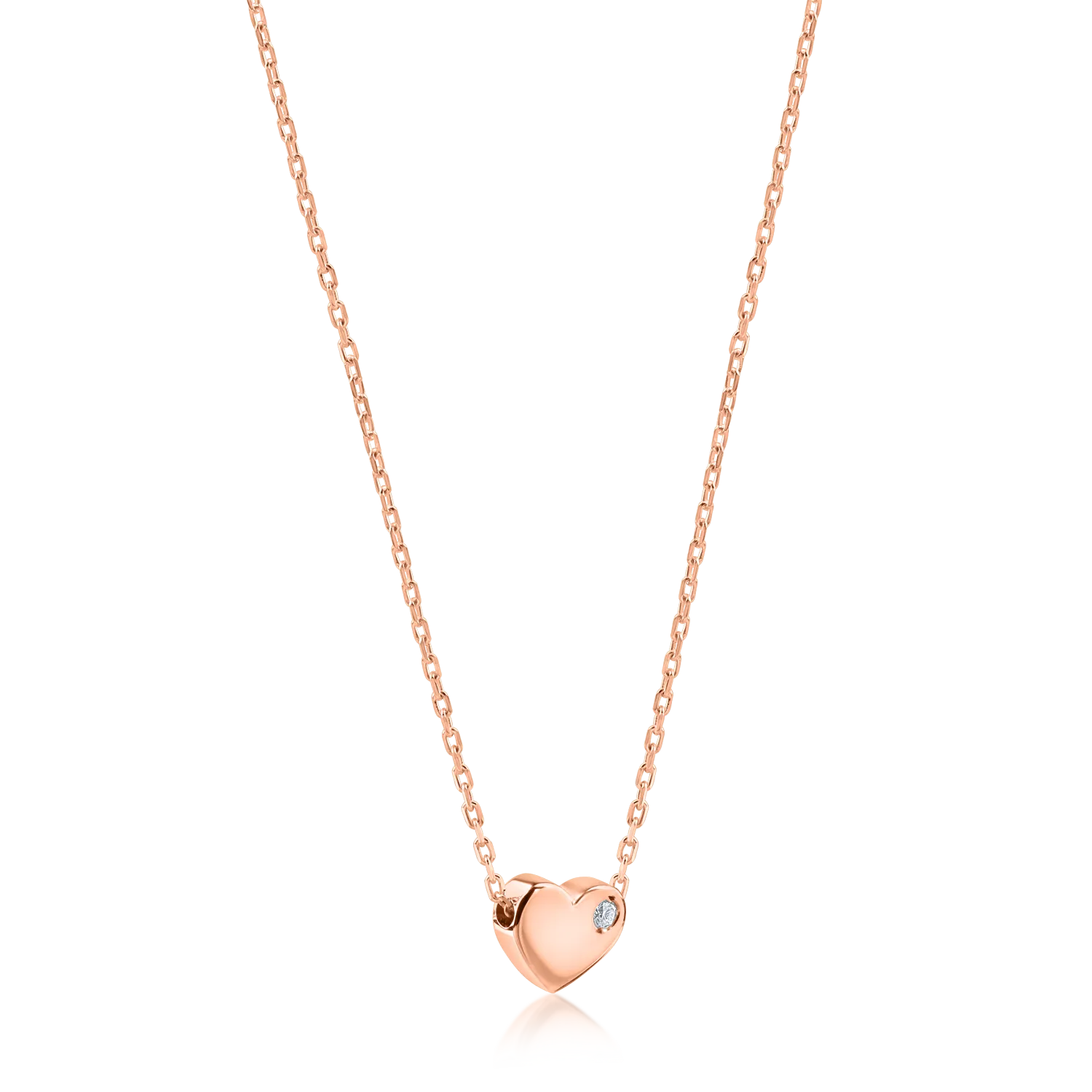 Rose gold heart pendant nacklace with 0.005ct diamond