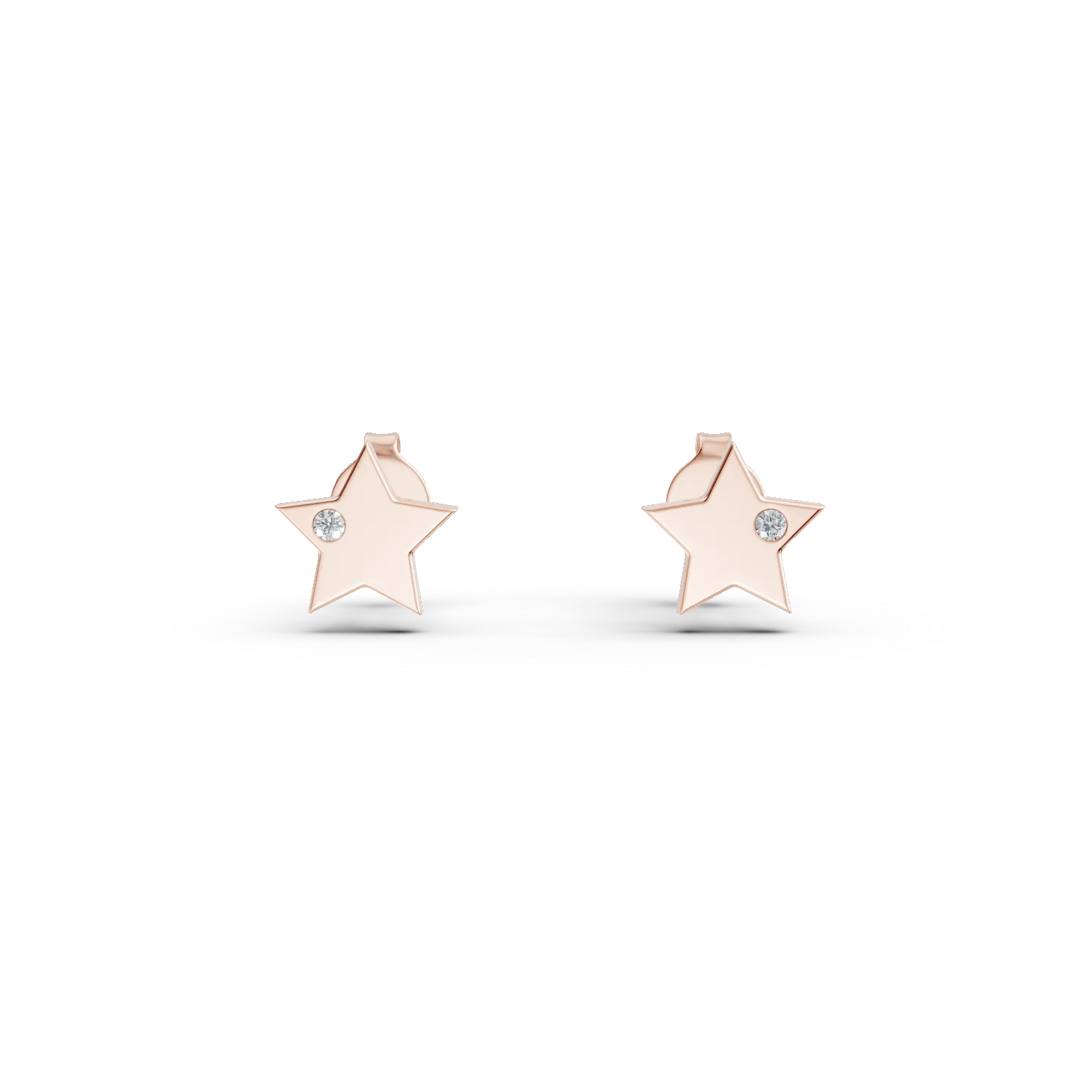 Cercei stelute din aur roz cu diamante de 0.01ct-181394