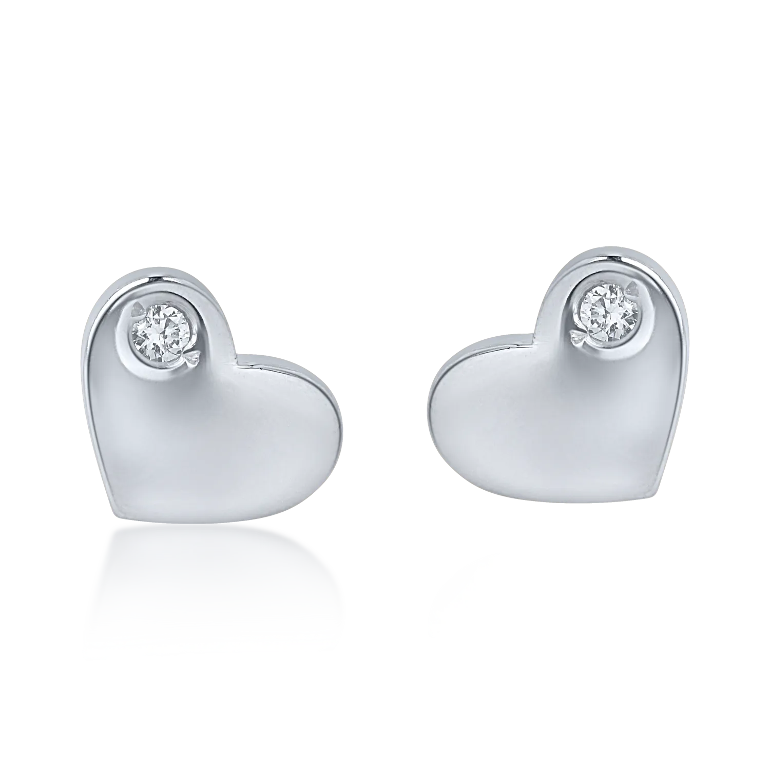 White gold heart earrings with 0.01ct diamonds