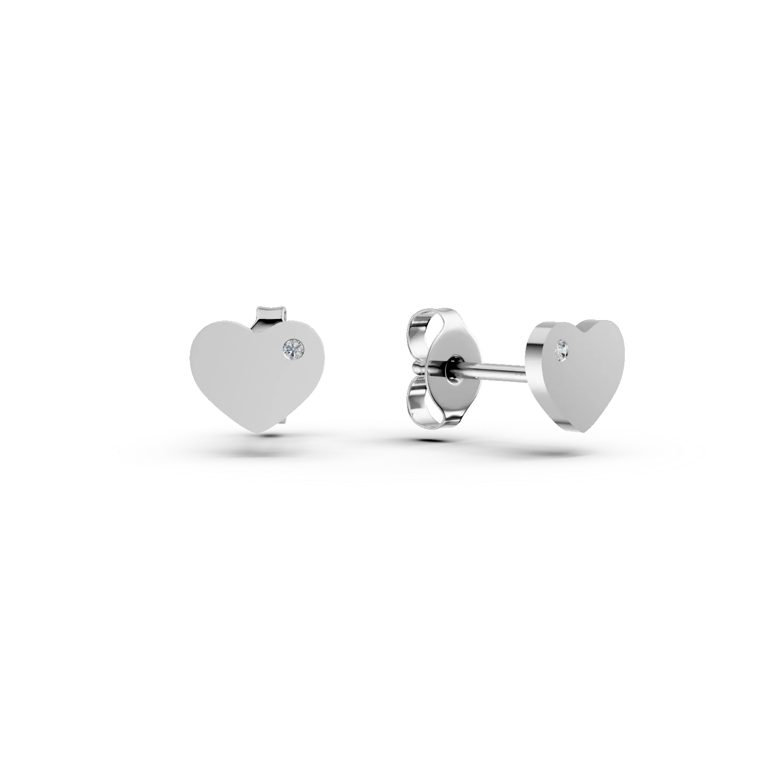 Cercei inima din aur alb cu diamante de 0.01ct