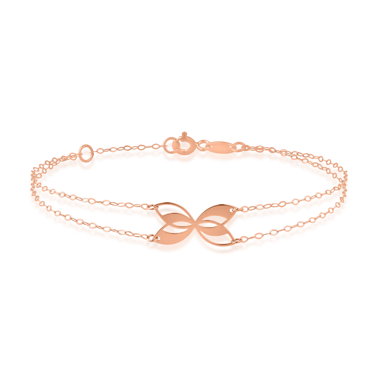 Rose gold butterfly pendant bracelet