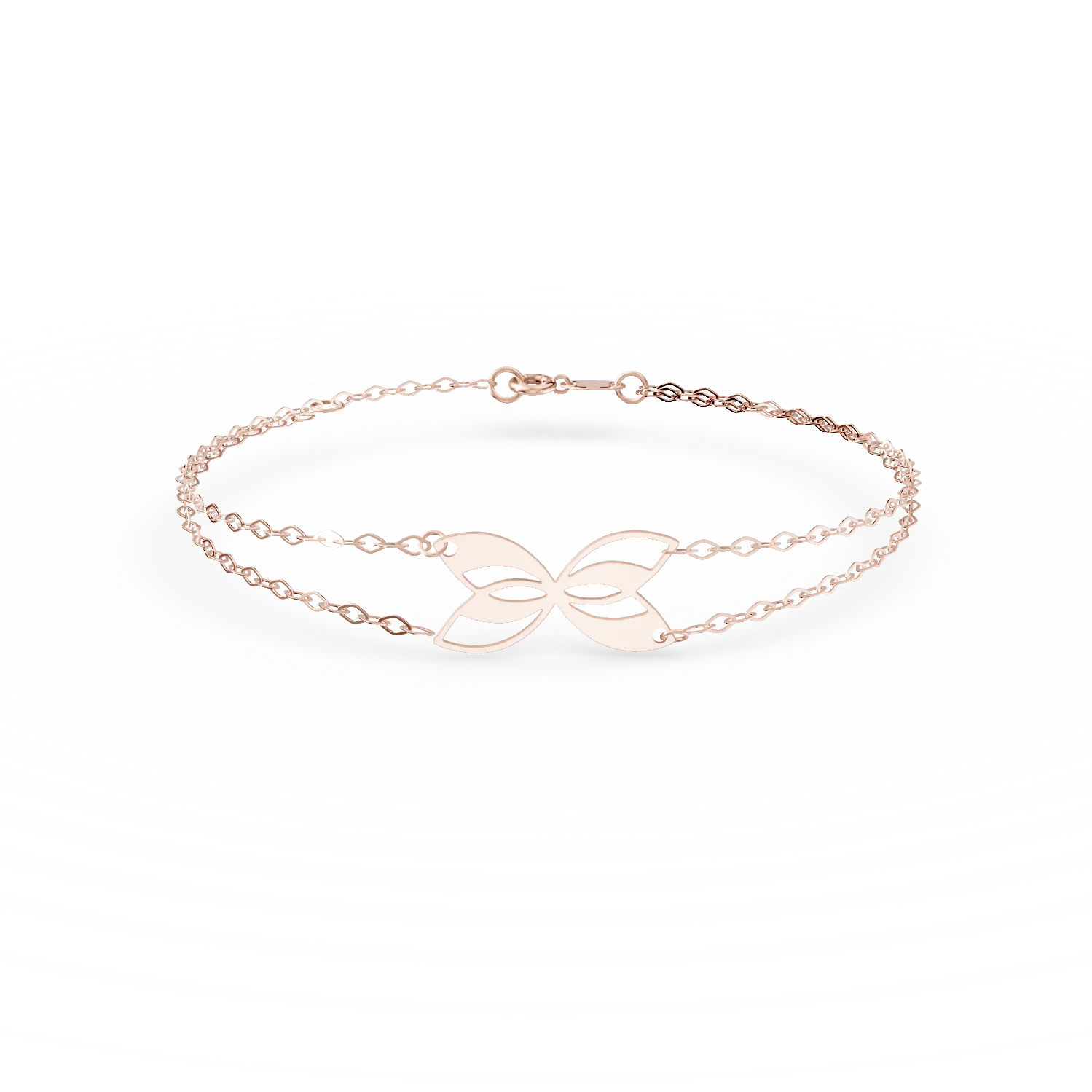 Bratara cu pandantiv fluture si zale din aur roz