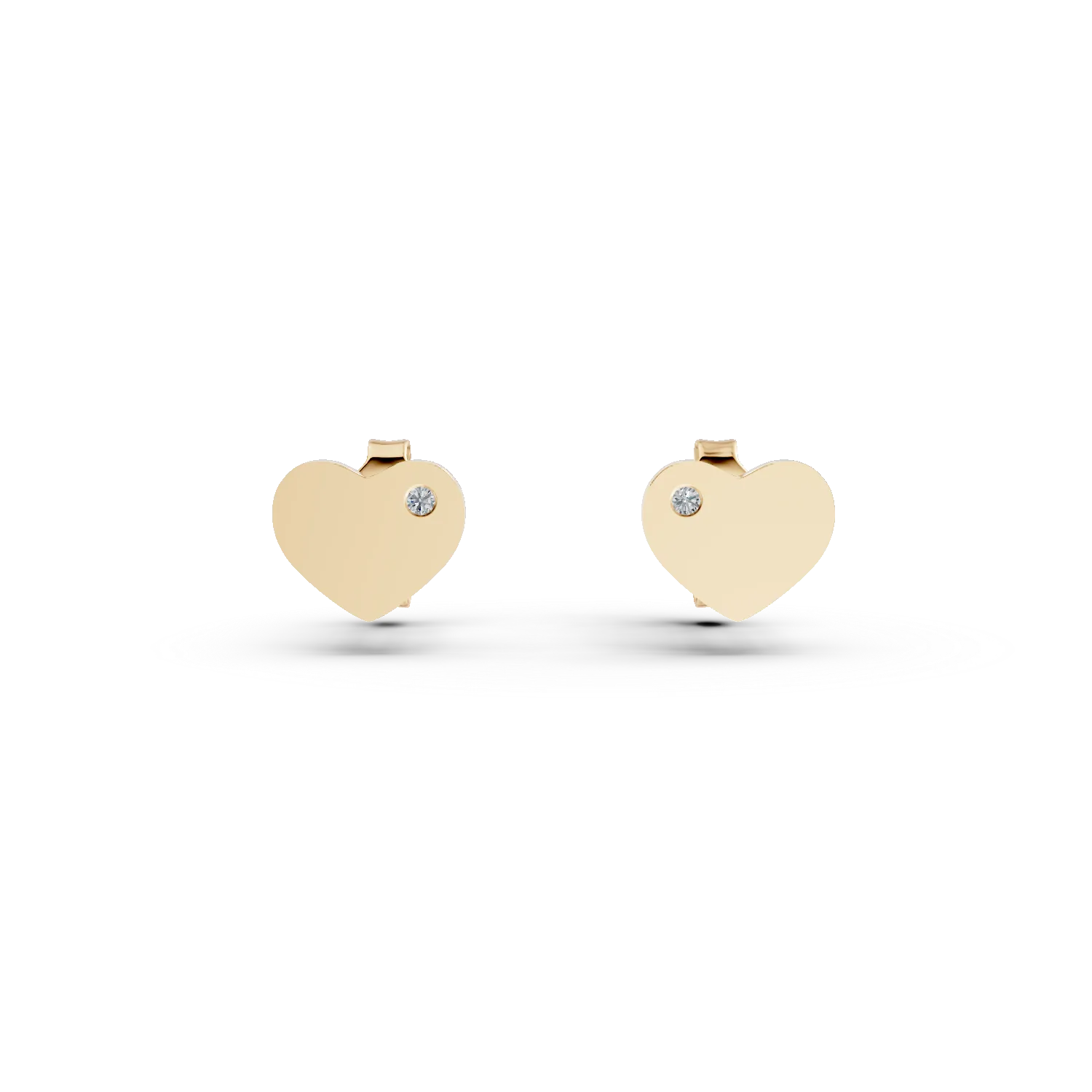 Yellow gold heart earrings with 0.01ct diamonds-181408