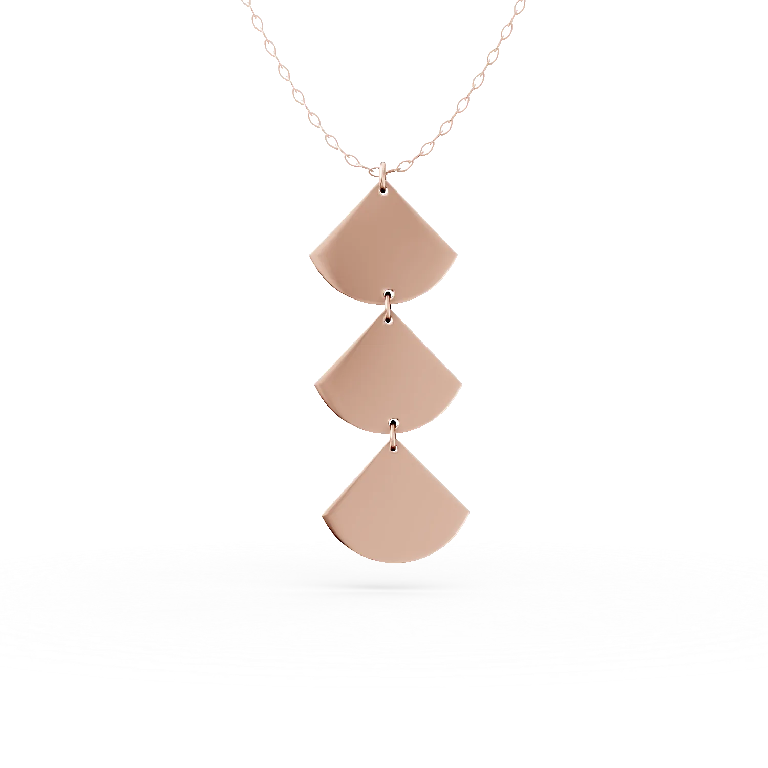 Lant cu pandantiv geometric din aur roz-181414